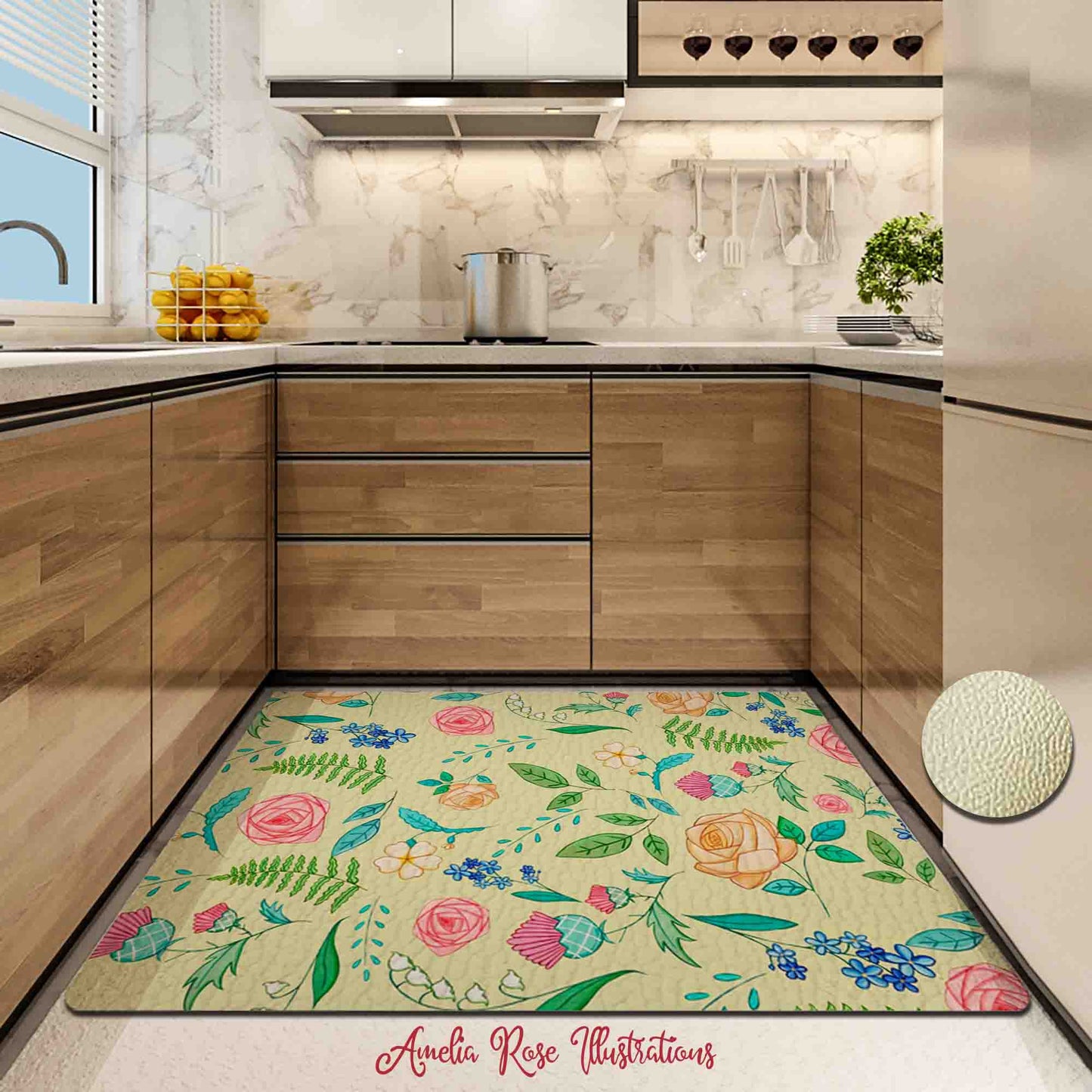 The English Garden Kitchen Mat by AmeliaRose Illustrations from UK