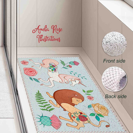 The Lion and the Unicorn PVC Coil Bath Tub Mat by AmeliaRose Illustrations from UK