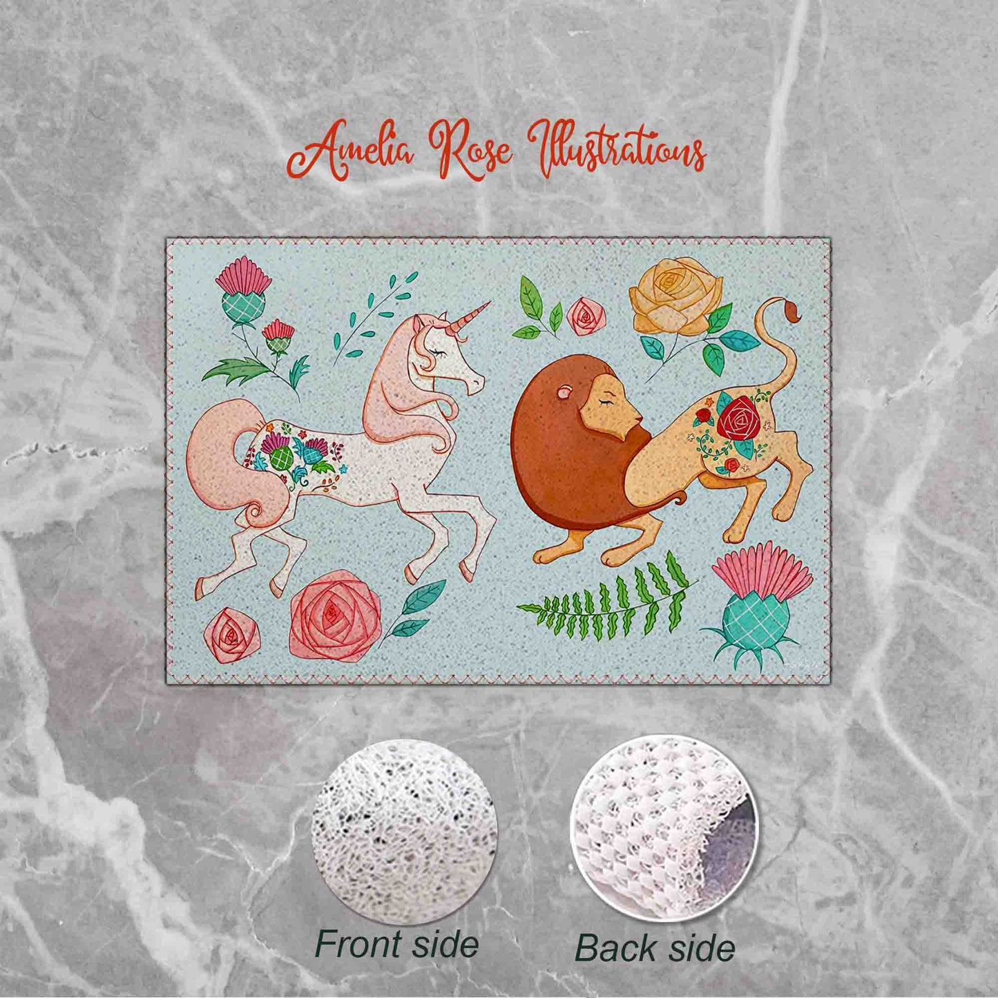 The Lion and the Unicorn PVC Coil Bath Tub Mat by AmeliaRose Illustrations from UK
