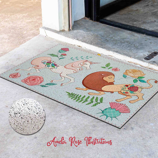The Lion and the Unicorn PVC Coil Door Mat by AmeliaRose Illustrations from UK