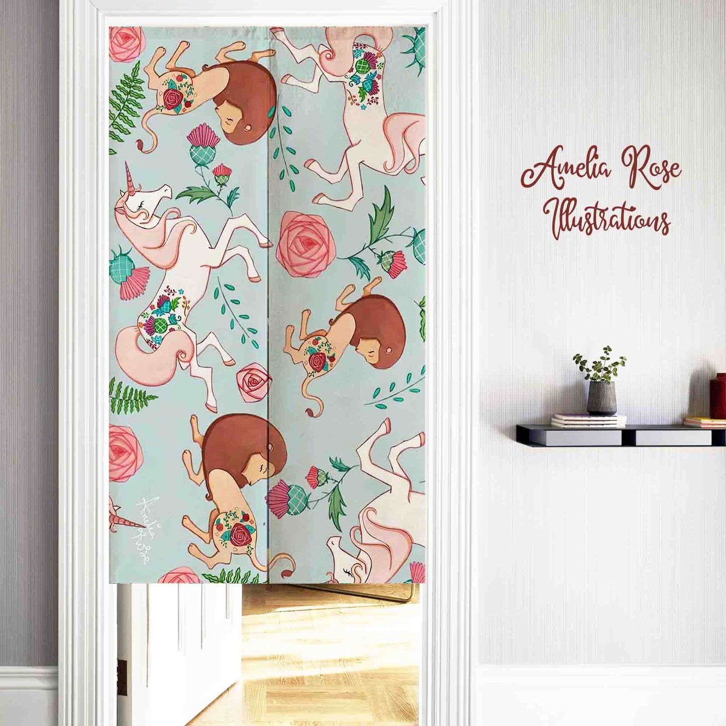 The Lion and the Unicorn Doorway Curtain by by AmeliaRose Illustrations from UK