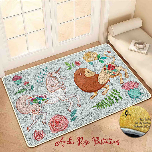 The Lion and the Unicorn Flannel Door Mat by AmeliaRose Illustrations from UK