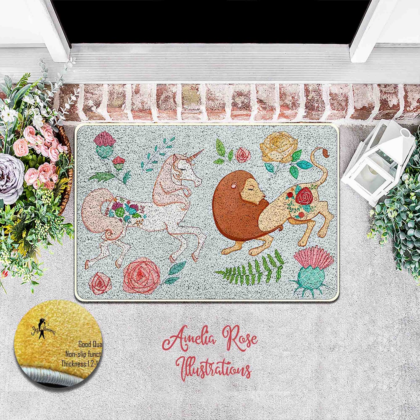 The Lion and the Unicorn Flannel Door Mat by AmeliaRose Illustrations from UK