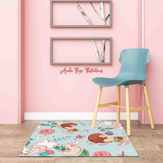 The Lion and the Unicorn Fine Woven Nano Flannel Print Living Room Rug by AmeliaRose Illustrations from UK