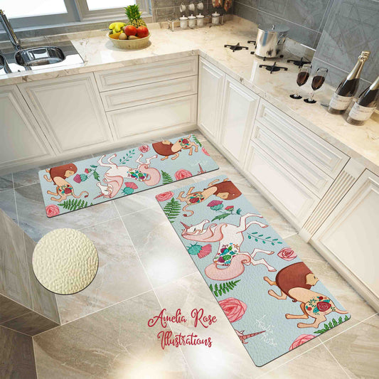 The Lion and the Unicorn Kitchen Mat by AmeliaRose Illustrations from UK