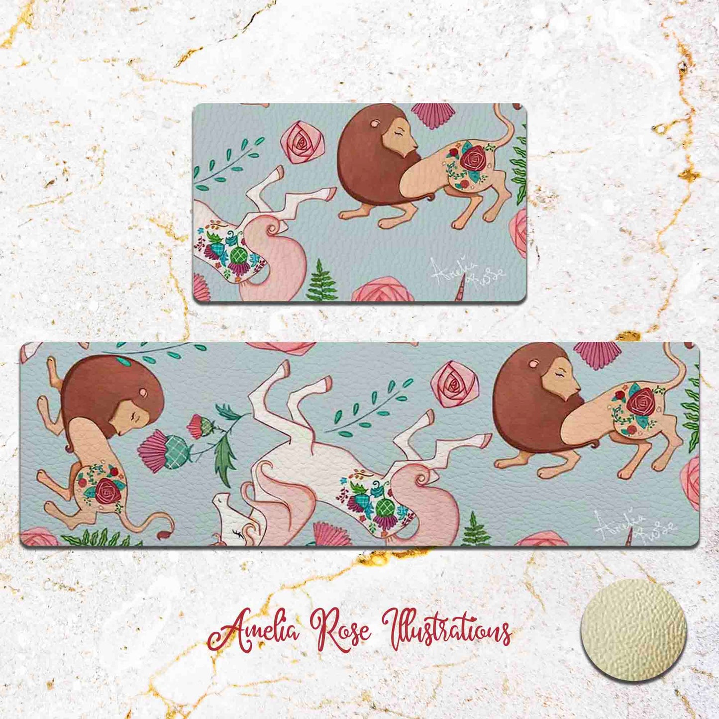 The Lion and the Unicorn Kitchen Mat by AmeliaRose Illustrations from UK