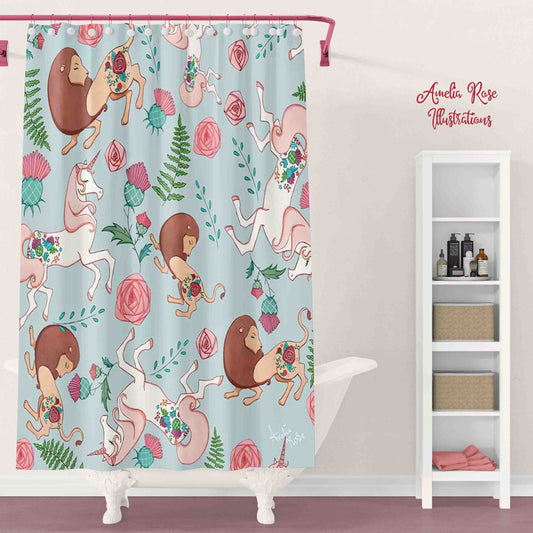 The Lion and the Unicorn Shower Curtain by AmeliaRose Illustrations from UK