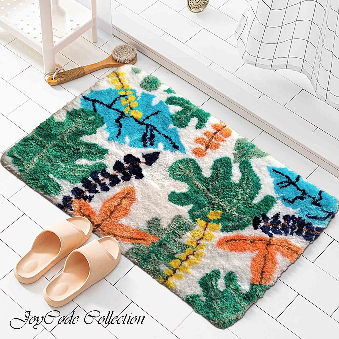 JoySwallow Tropical Rainforest Colorful Leaves Tufted Bathmat Rug Area Rug Bedroom Rugs