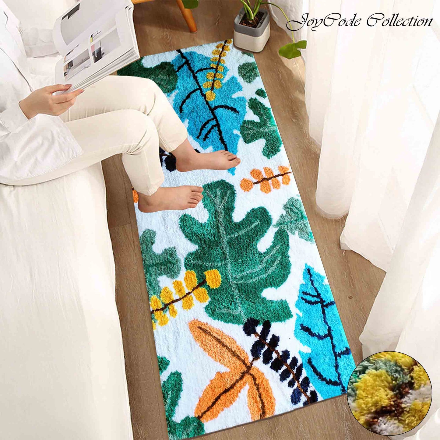 JoySwallow Tropical Rainforest Colorful Leaves Tufted Bathmat Rug Area Rug Bedroom Rugs
