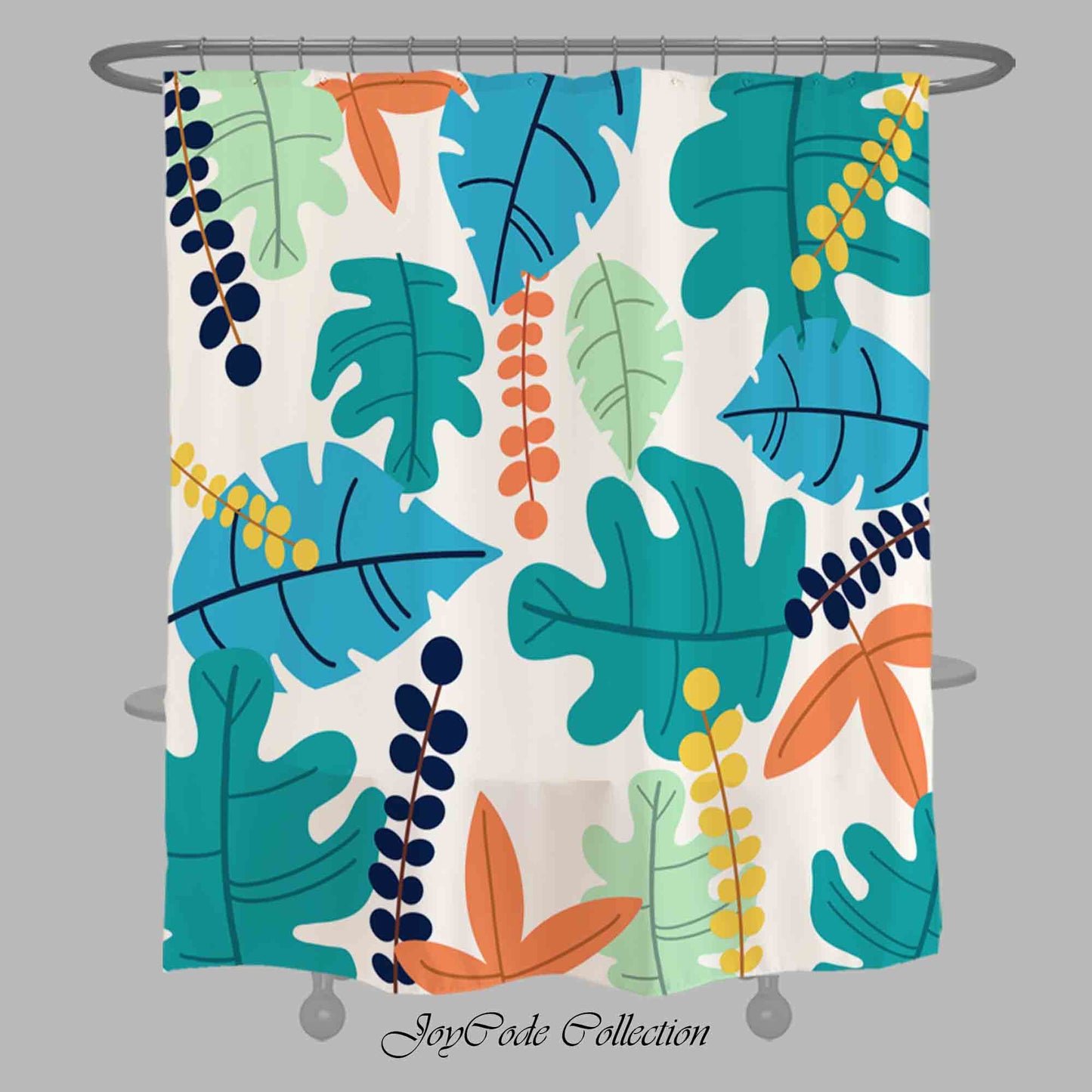 JoySwallow Tropical Rainforest Colorful Leaves Shower Curtain, Floral Waterproof Heavy Weighted Bath Curtains with hooks