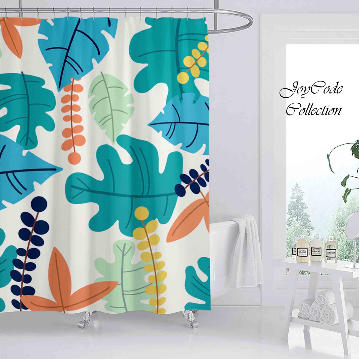 JoySwallow Tropical Rainforest Colorful Leaves Shower Curtain, Floral Waterproof Heavy Weighted Bath Curtains with hooks