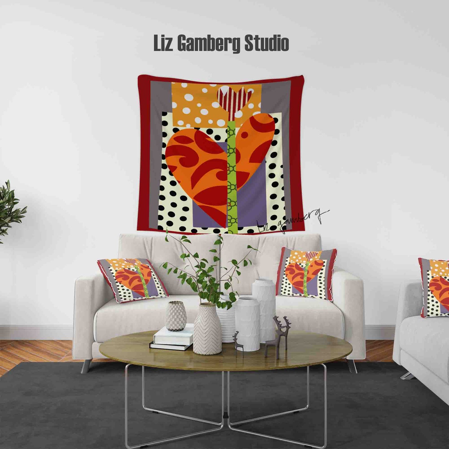 Tulip Heart Tapestry by Liz Gamberg Studio from US