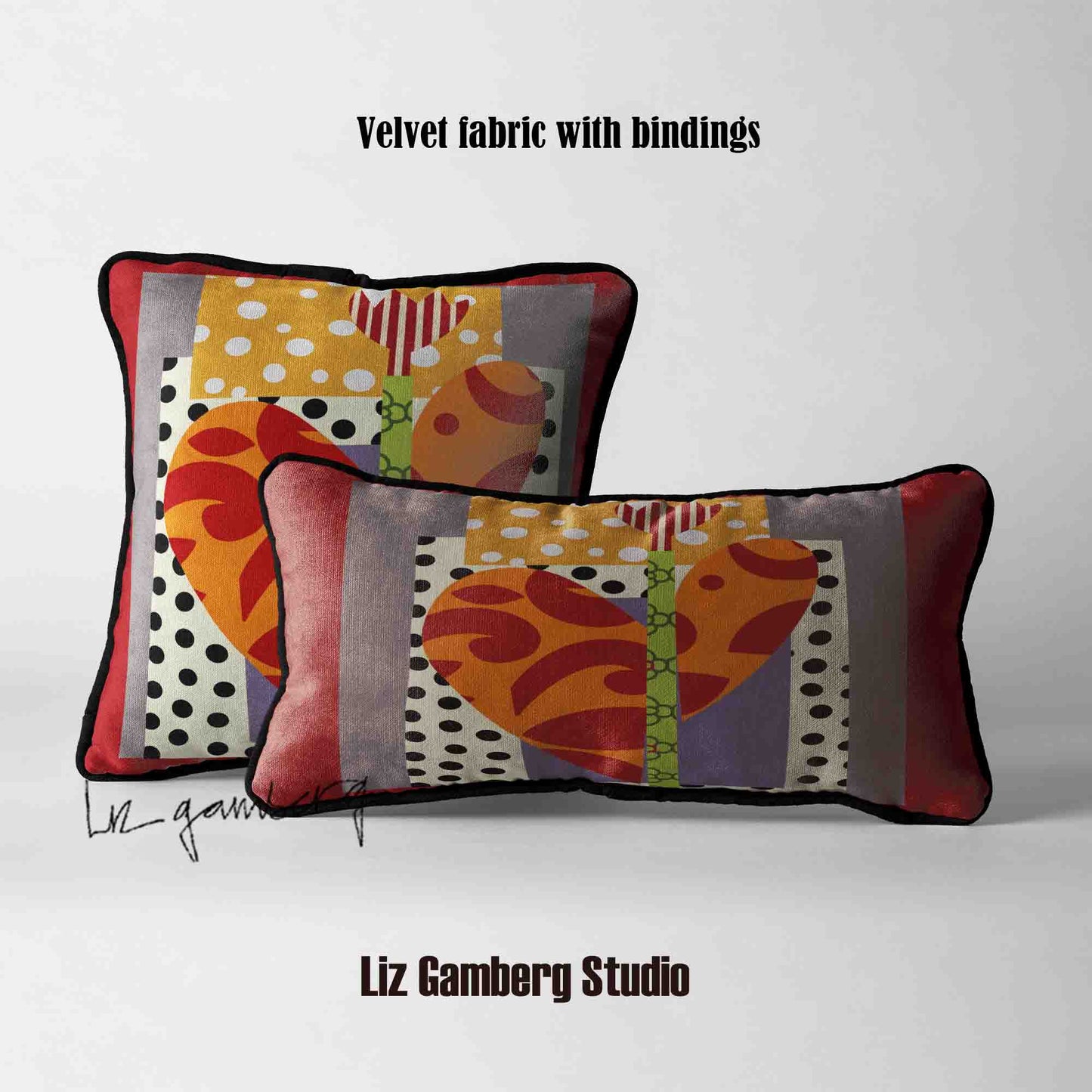 Tulip Heart Velvet | Linen Cotton | Satin Throw Pillow Covers without Inserts by Liz Gamberg Studio from US