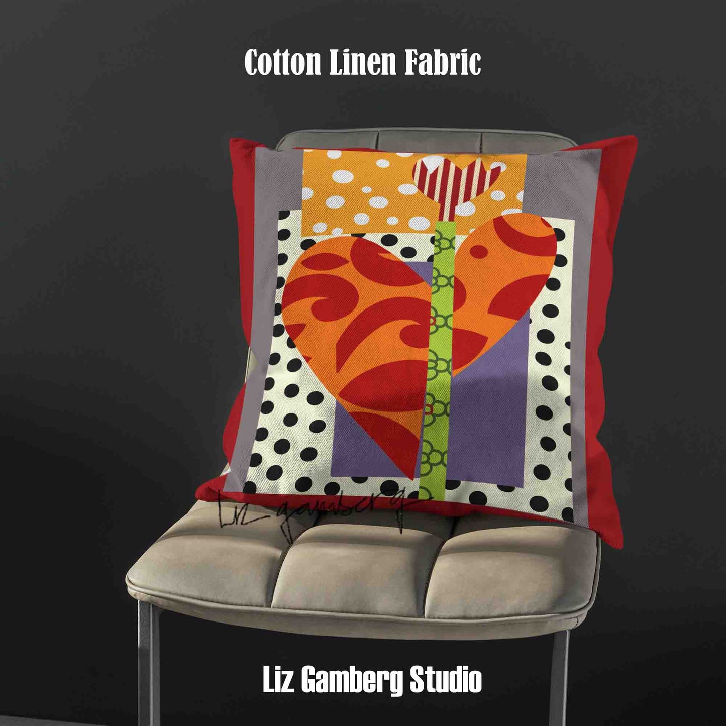 Tulip Heart Velvet | Linen Cotton | Satin Throw Pillow Covers without Inserts by Liz Gamberg Studio from US