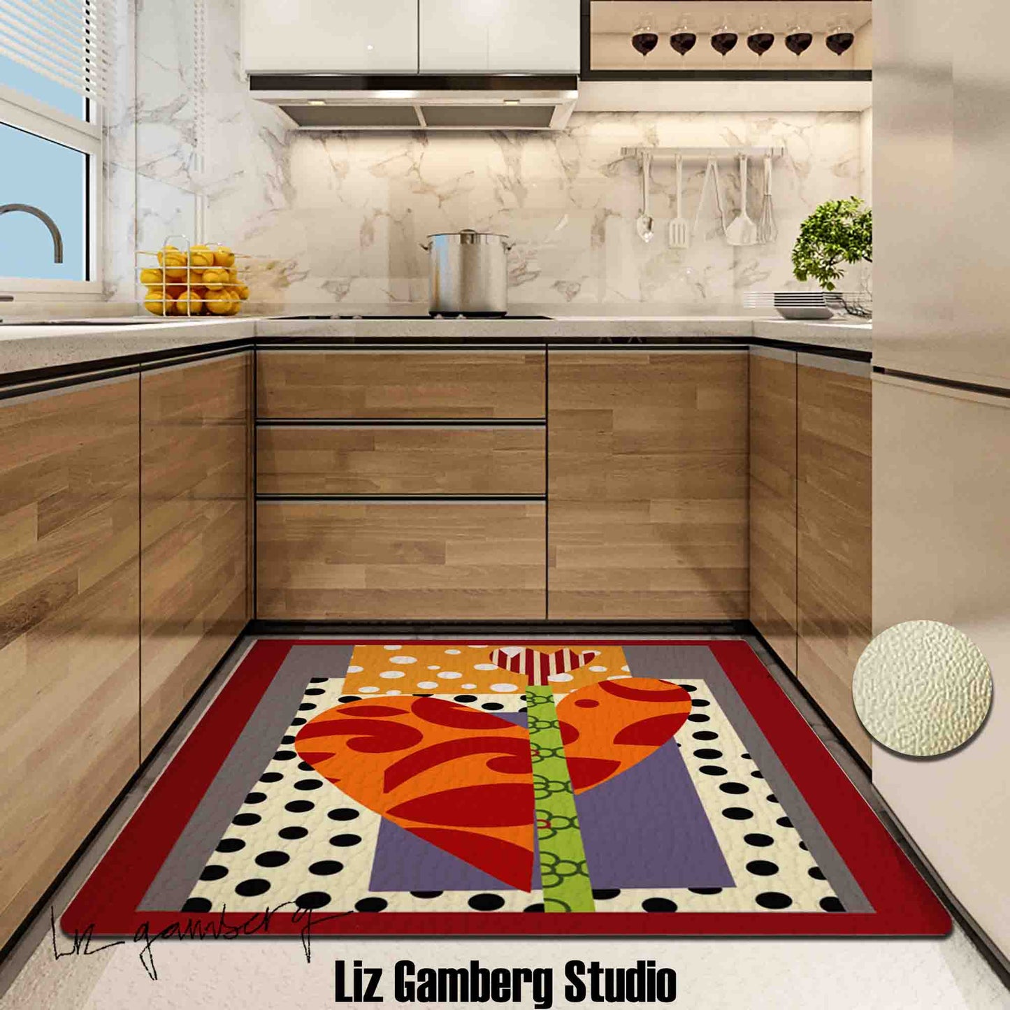 Tulip Heart Kitchen Mat by Liz Gamberg Studio from US