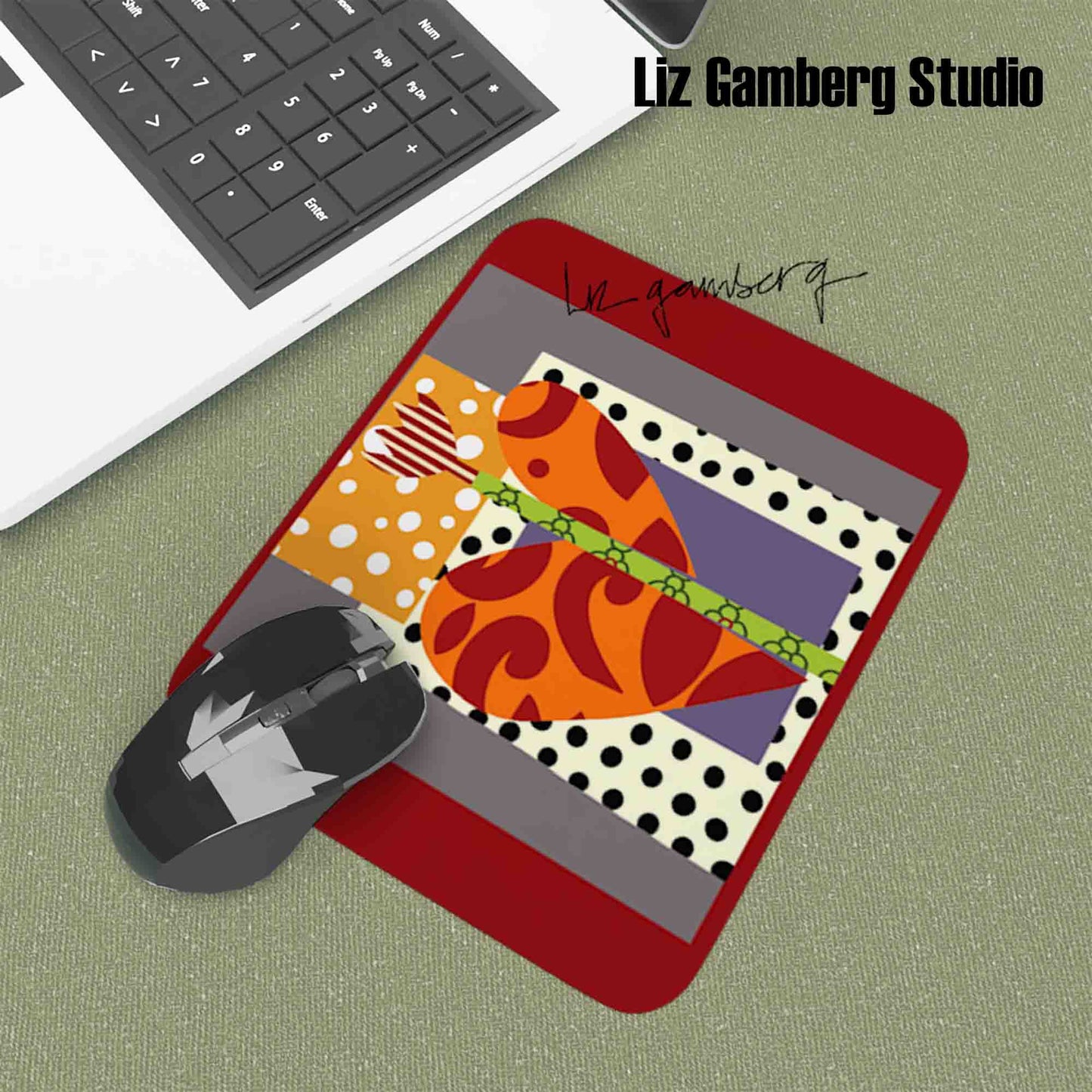 Tulip Heart Mouse Pad by Liz Gamberg Studio from US