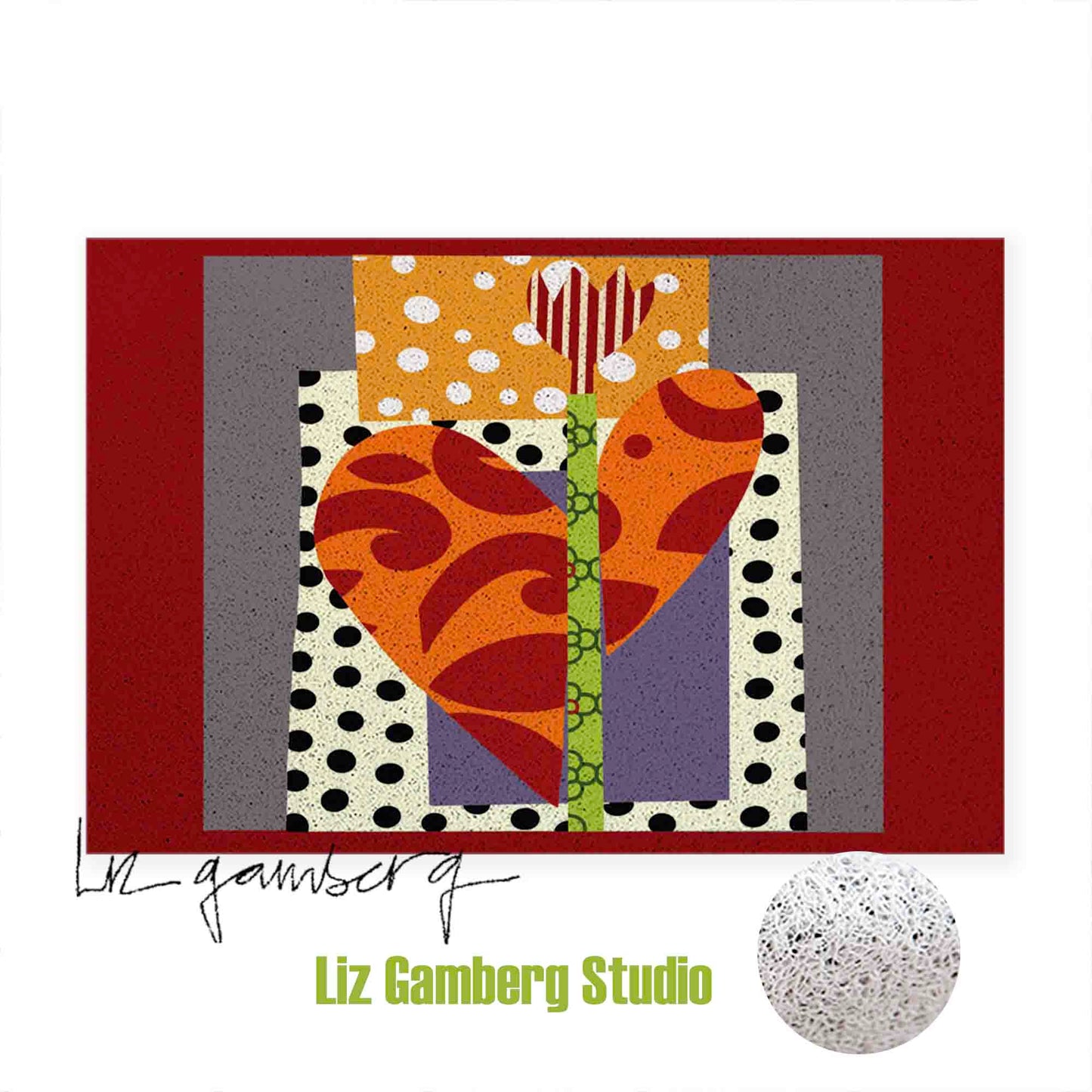 Tulip Heart PVC Coil Door Mat by Liz Gamberg Studio from US