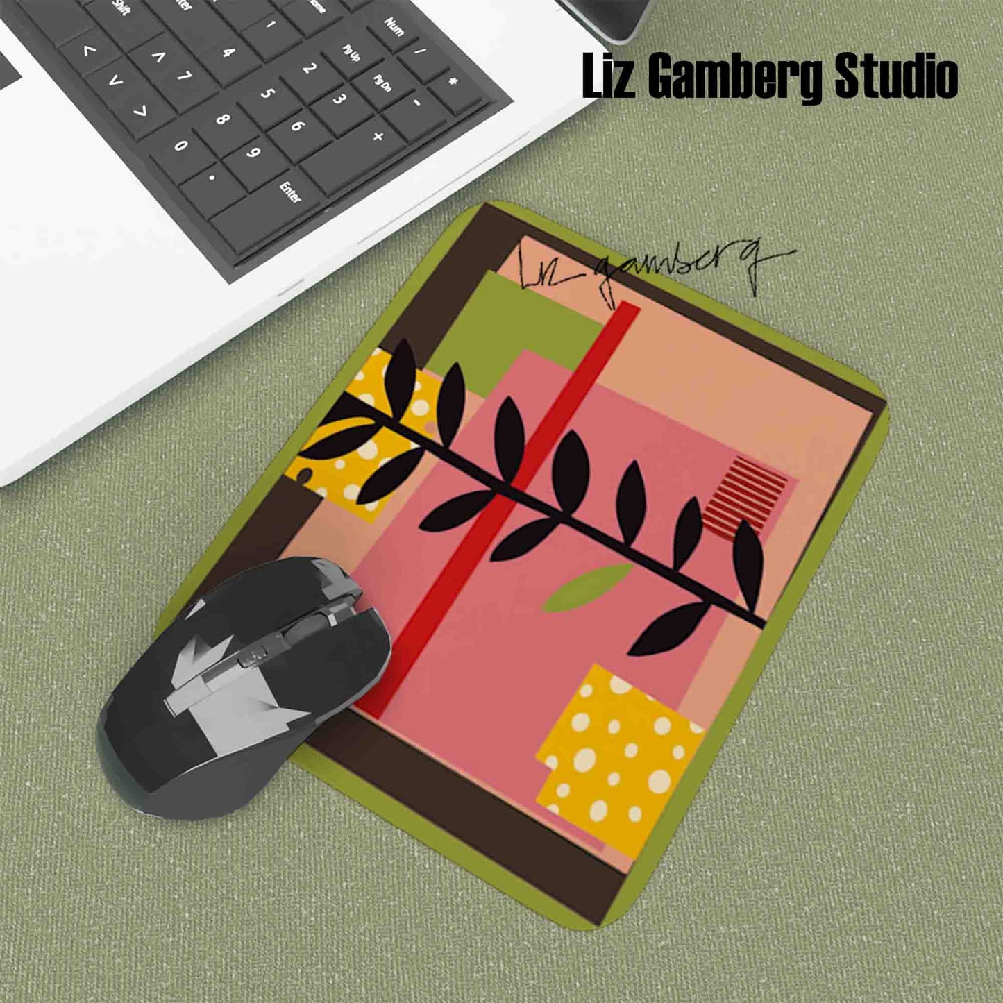 Vine On Pink Mouse Pad by Liz Gamberg Studio from US