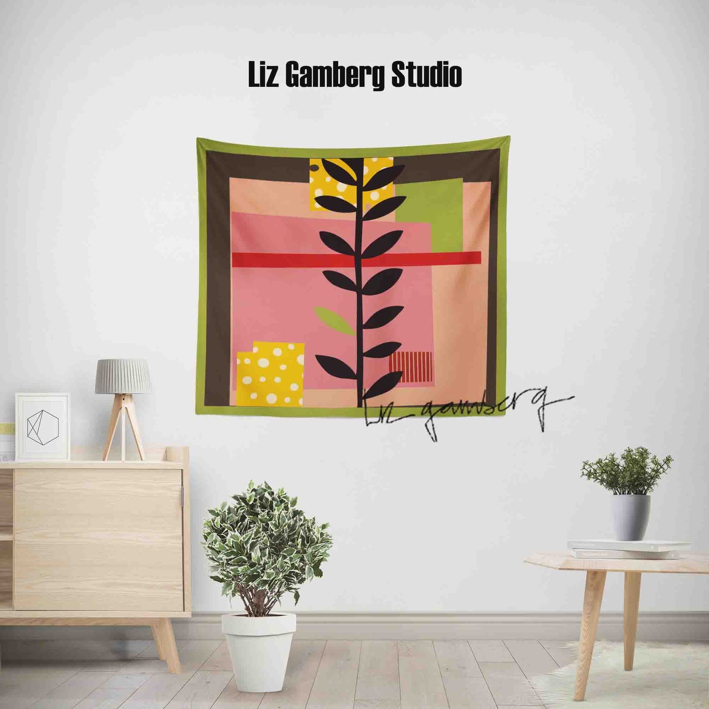 Vine On Pink Tapestry by Liz Gamberg Studio from US