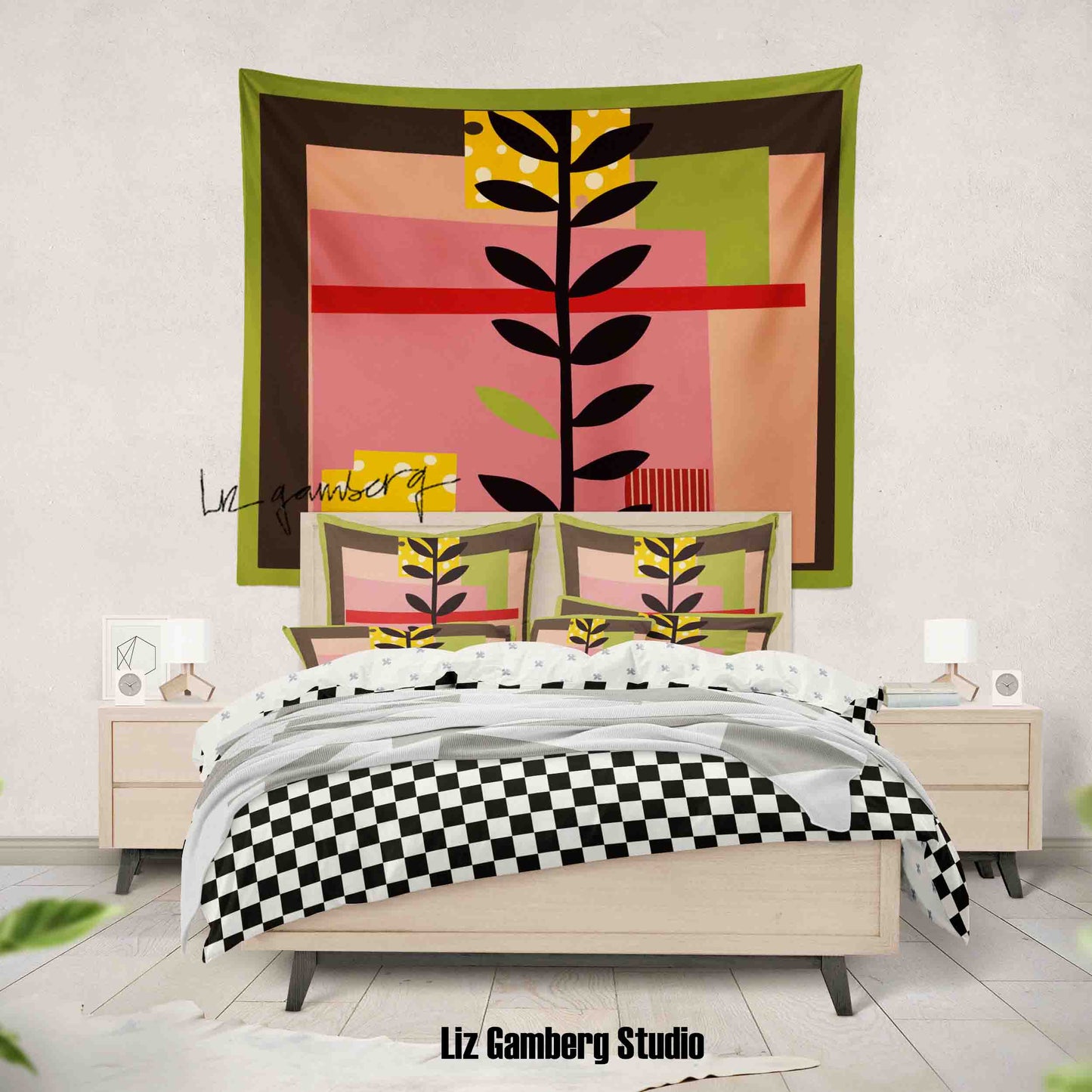 Vine On Pink Tapestry by Liz Gamberg Studio from US