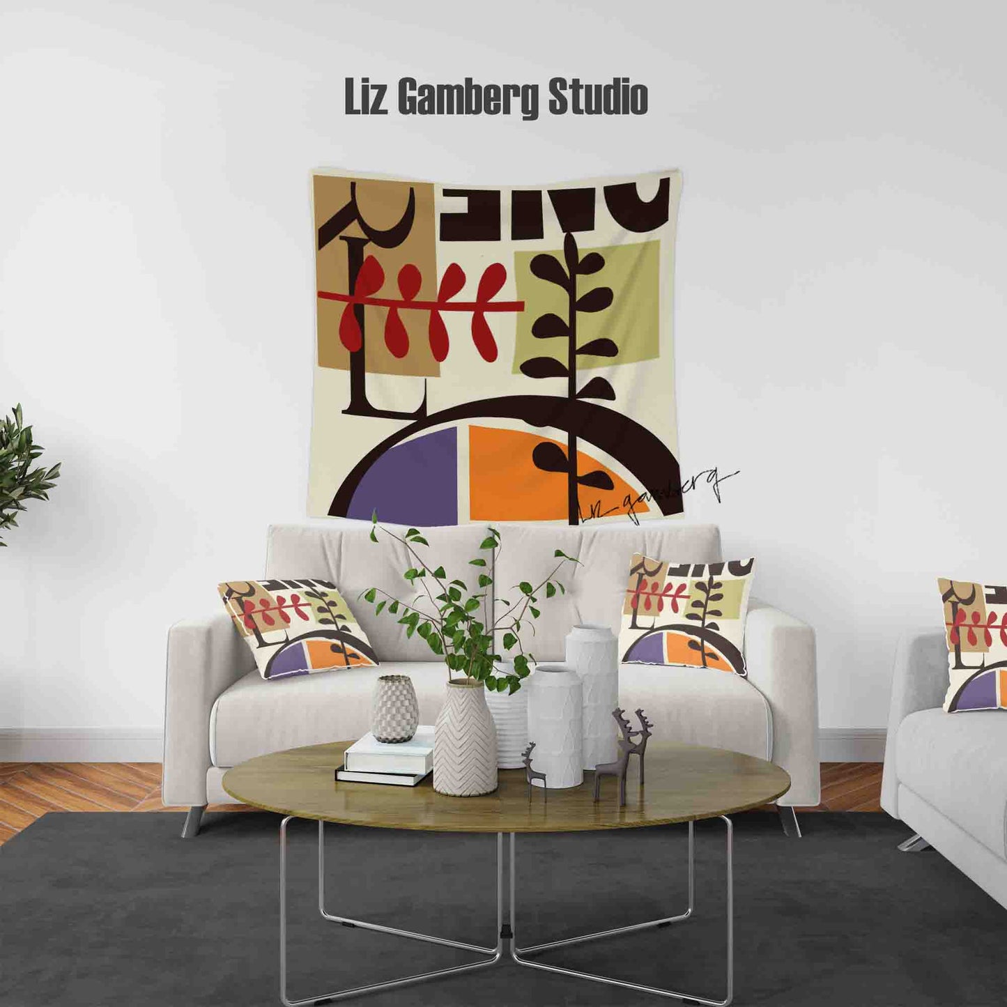 Vines Meeting Tapestry by Liz Gamberg Studio from US