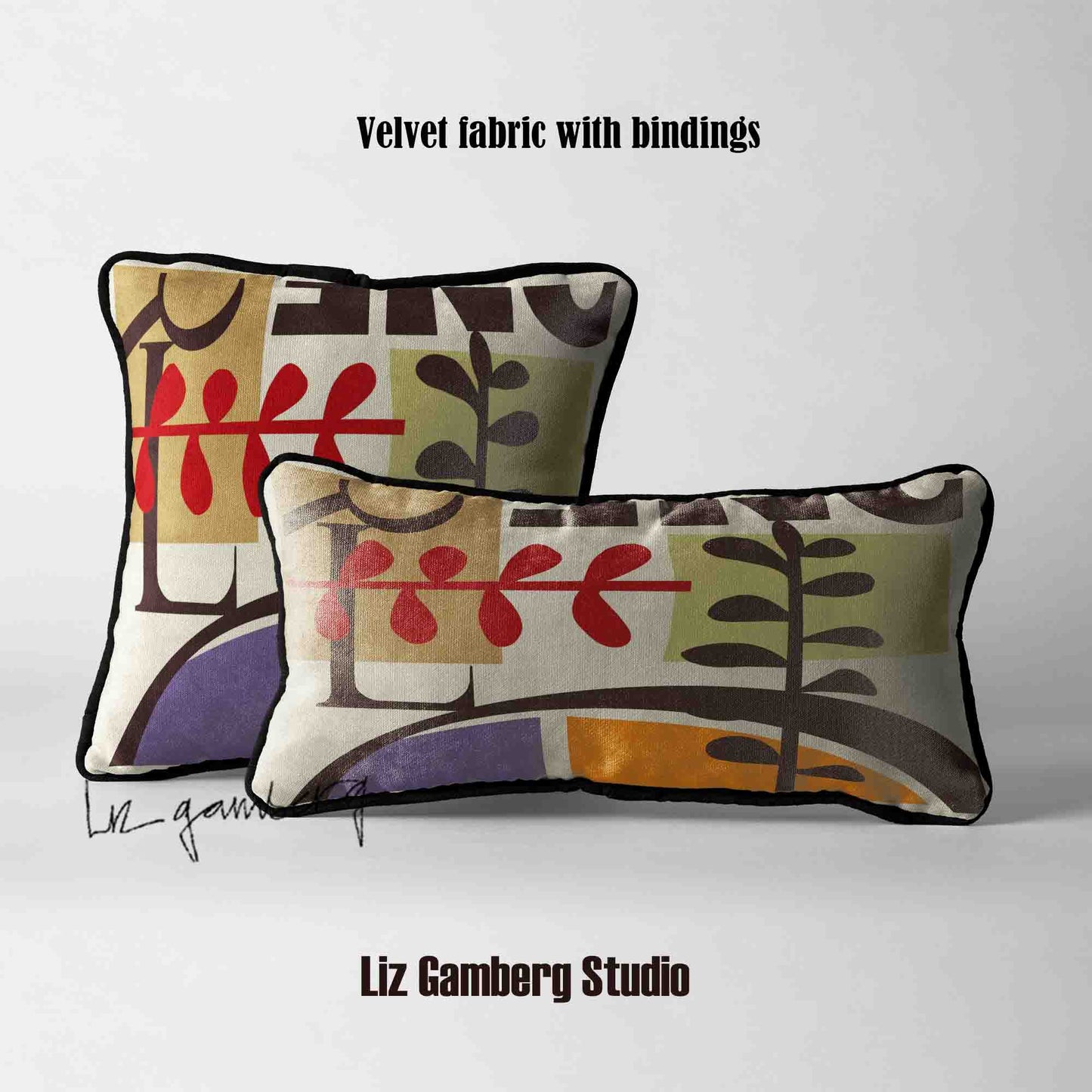 Vines Meeting Velvet | Linen Cotton | Satin Throw Pillow Covers without Inserts by Liz Gamberg Studio from US