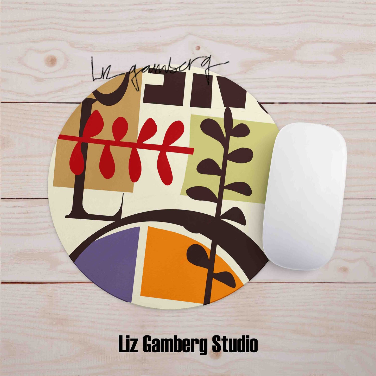Vines Meeting Mouse Pad by Liz Gamberg Studio from US
