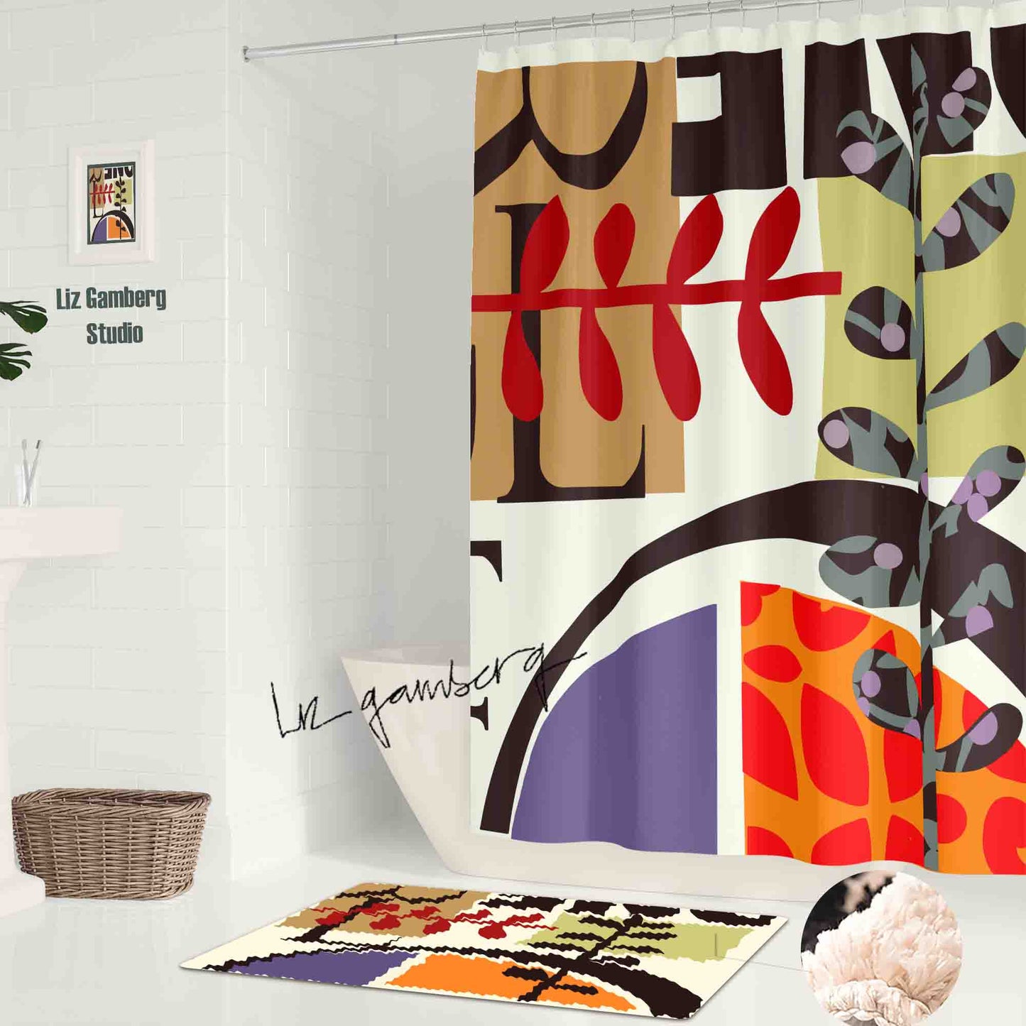 Vines Meeting Shower Curtain by Liz Gamberg Studio from US