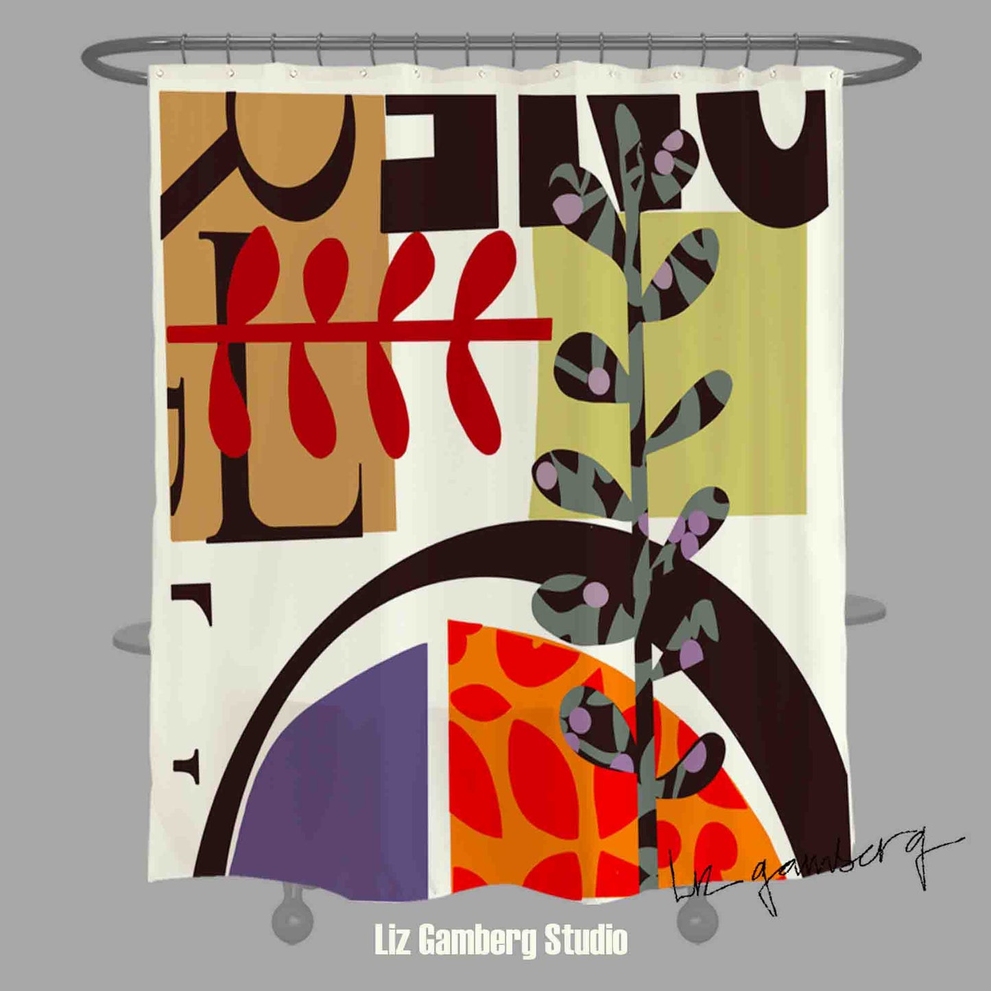 Vines Meeting Shower Curtain by Liz Gamberg Studio from US