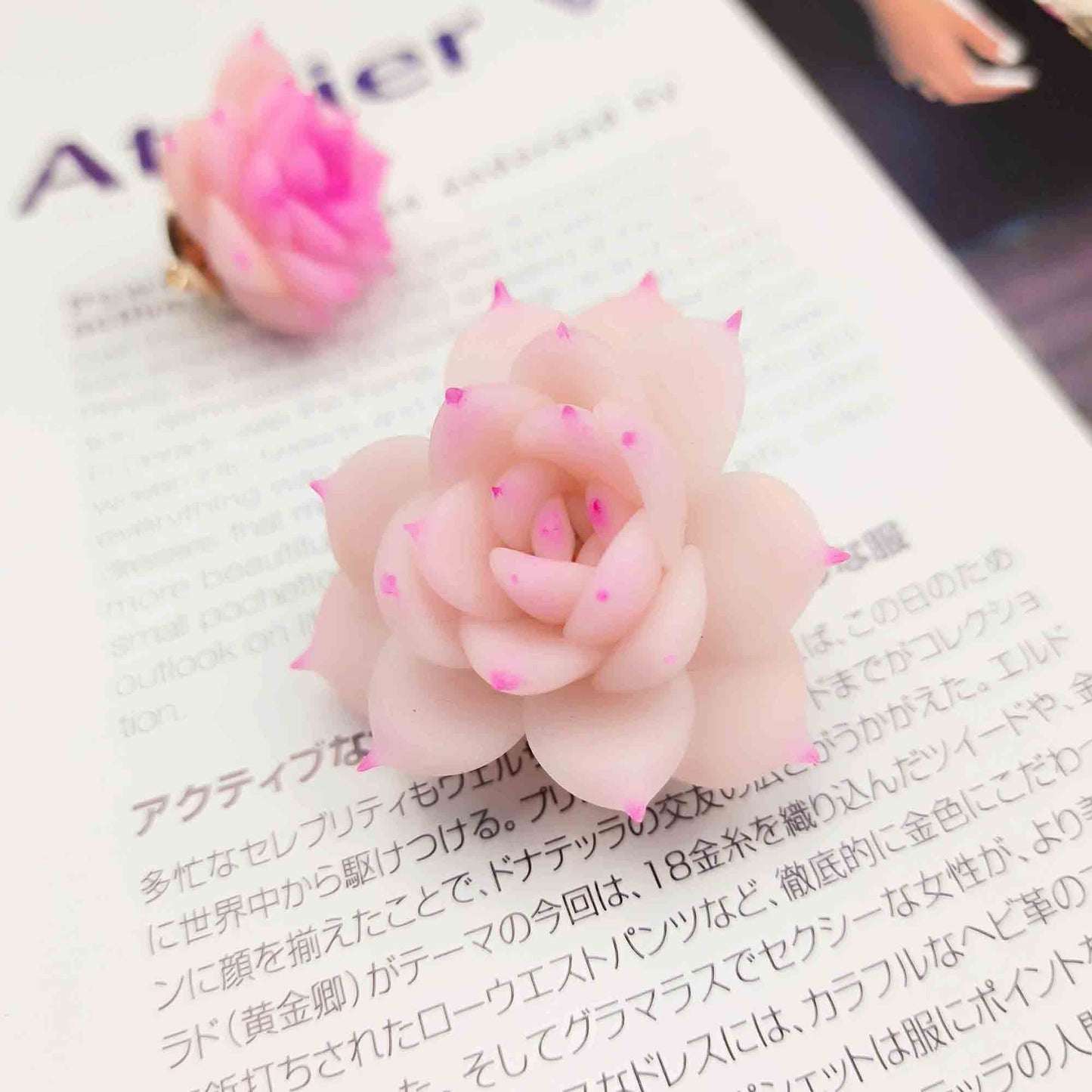 JoySwallow White Tea Succulent Brooch Clay Starter Kit, Polymer Crystal Resin Clay Kit, Clay Flower Accessories Tools