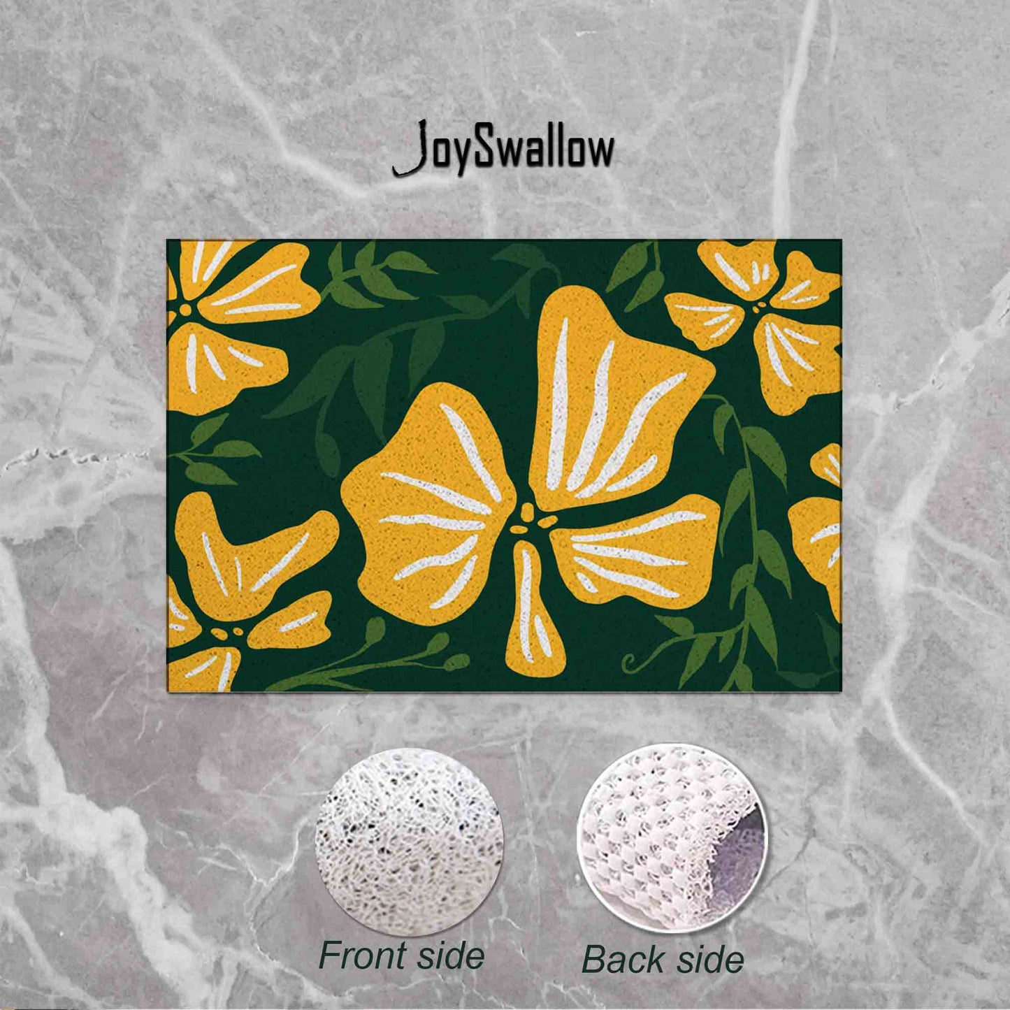 JoySwallow Personalized Bathtub Mat, Yellow Buttercup Flower Tub Mat, PVC Coil Permeable Bath Mat, Floral Drainable Bath Rug, Anti Skid Bathmat
