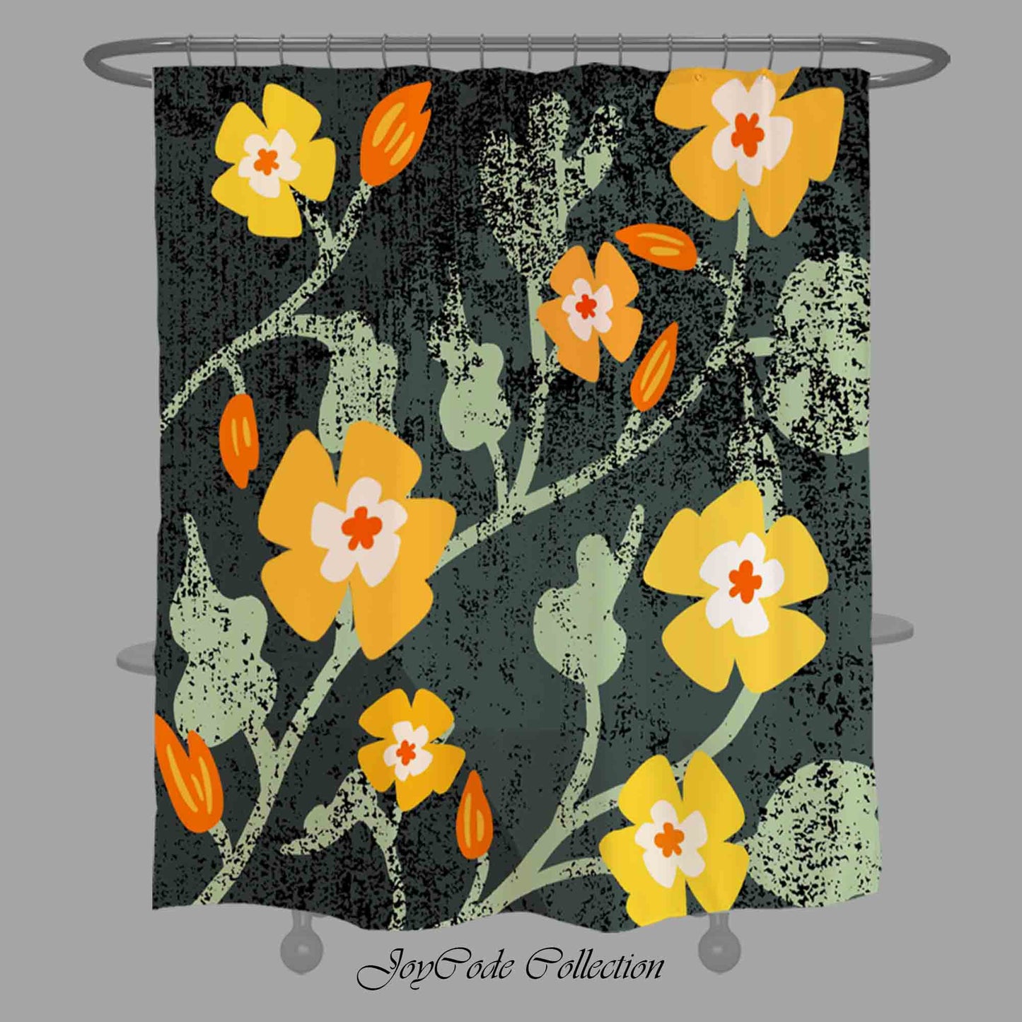 JoySwallow Personalized Shower Curtain, Yellow Buttercup Flower Garden Shower Curtain, Waterproof Curtains, Machine Washable Shower Curtains, Art Flowers Curtain, Floral Heavy Weighted Bath Curtains with hooks