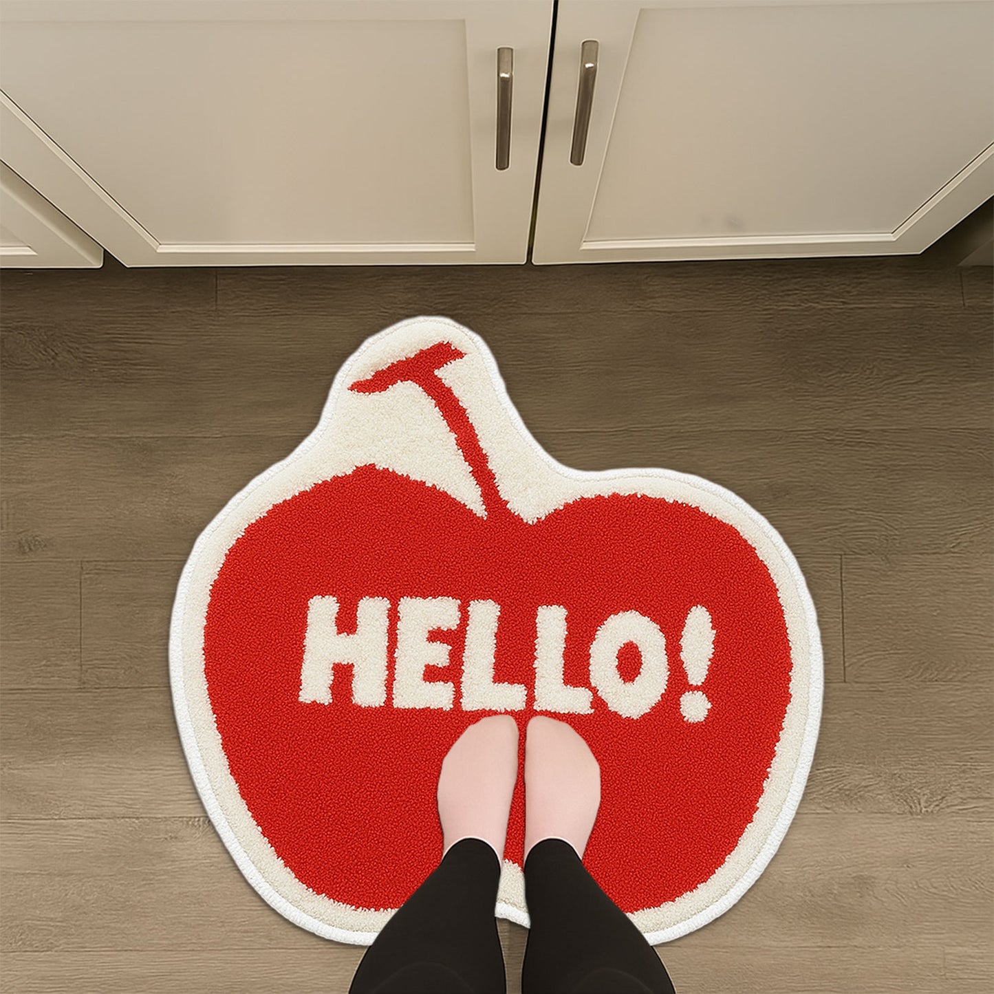 JoySwallow Irregular Apple Tufted Bathmat, Apple Bathroom Rug, Fruit Area Rug, Apple Bedroom Rugs