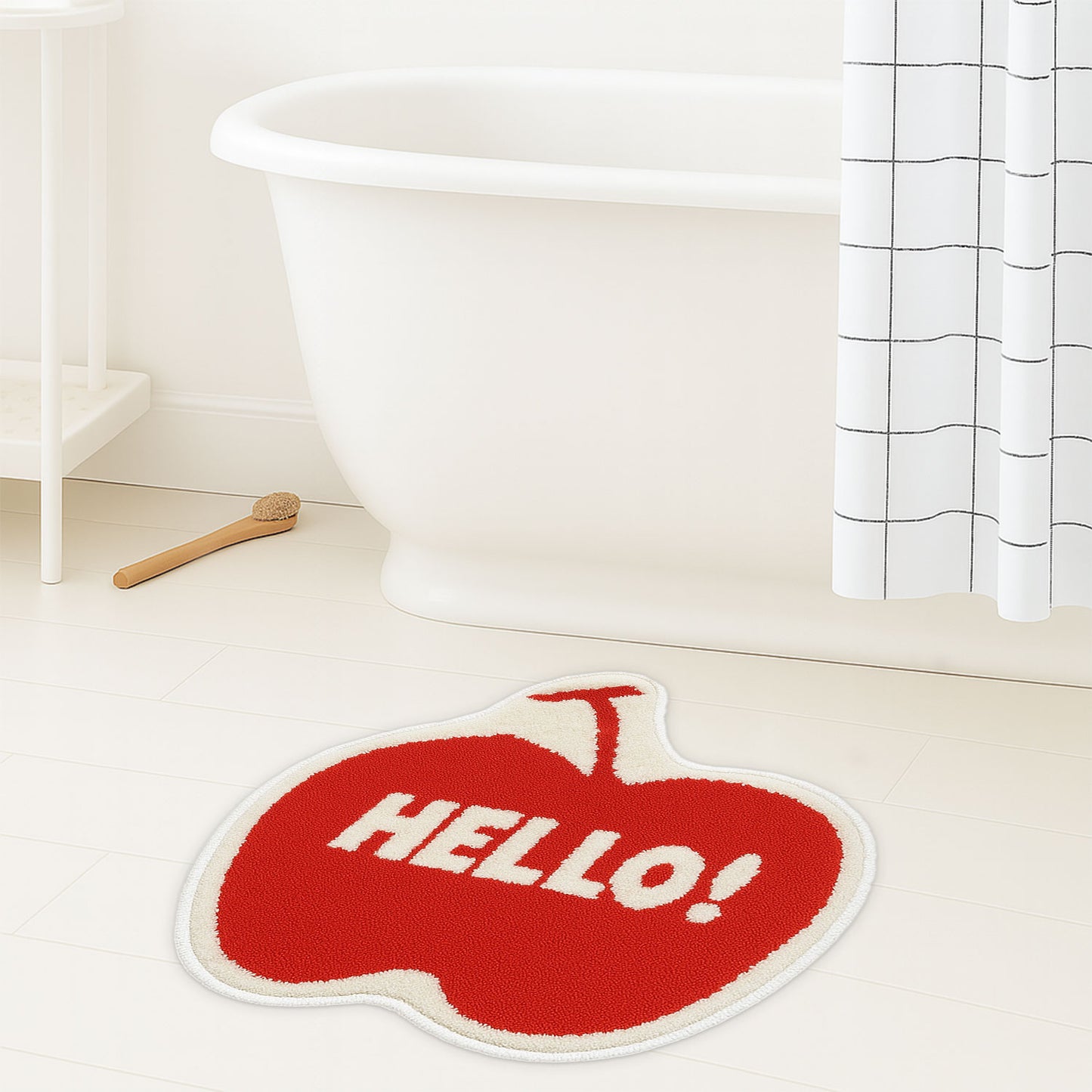 JoySwallow Irregular Apple Tufted Bathmat, Apple Bathroom Rug, Fruit Area Rug, Apple Bedroom Rugs