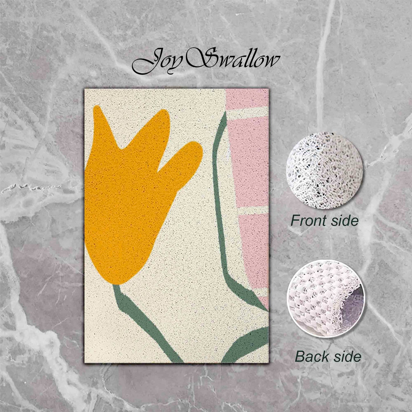 JoySwallow Personalized Bathtub Mat, Buttercup Flowers and Vase Bathtub Mat, Art PVC Coil Shower Mat, Flower Anti Skid PVC Coil Bathmat, Permeable Bathmat, Drainable Rug