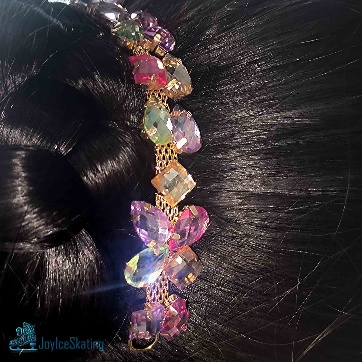 Custom Rhinestone Bun Wrap, Figure Skating Hairpiece, Ballroom Hair Accessory, Crystal Glass Wedding Headdress