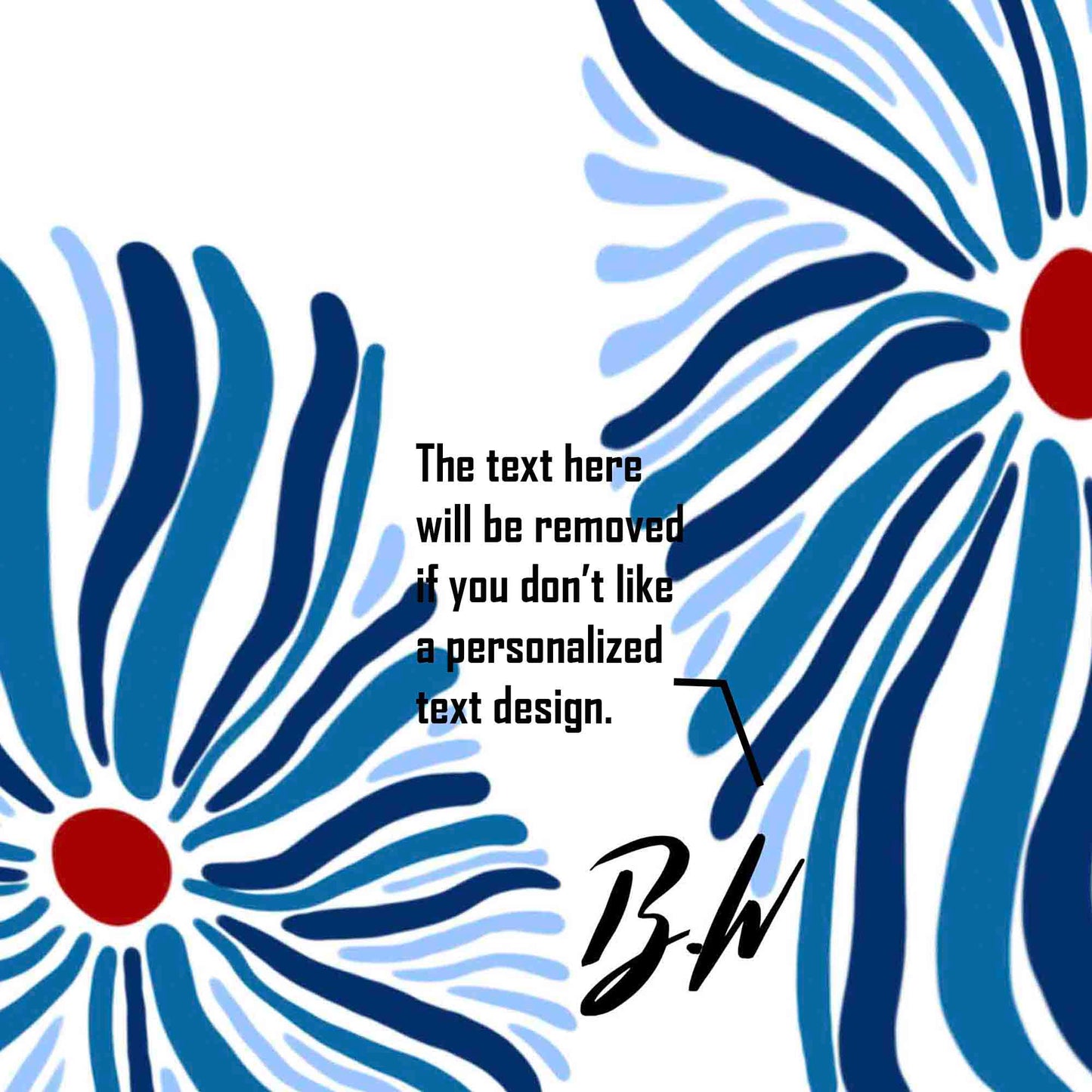 JoySwallow Abstract Blue Flower Shower Curtain, Daisy Waterproof Curtains, Floral Machine Washable Shower Curtains, Flower Heavy Weighted Bath Curtains with hooks