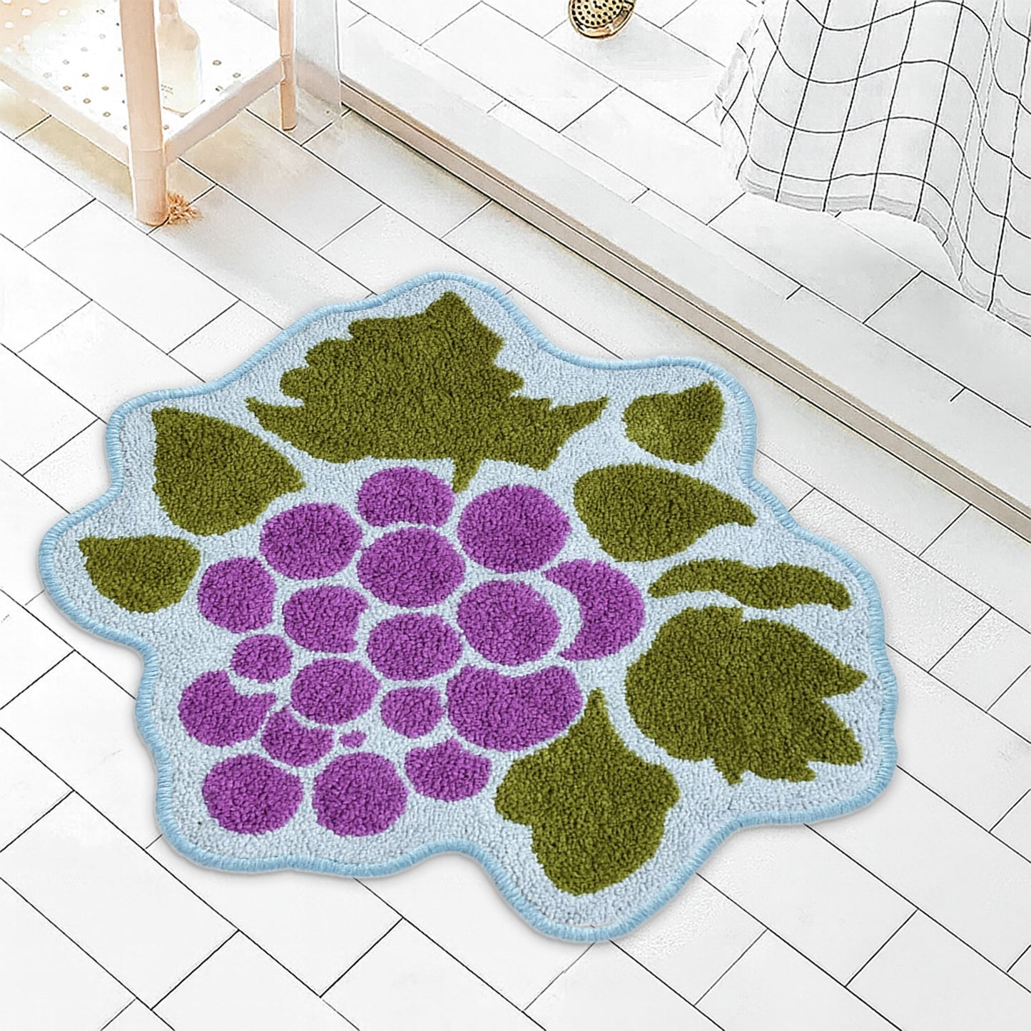 JoySwallow Irregular Grape Tufted Bathmat,Grape Bathroom Rug, Fruit Area Rug, Grape Bedroom Rugs
