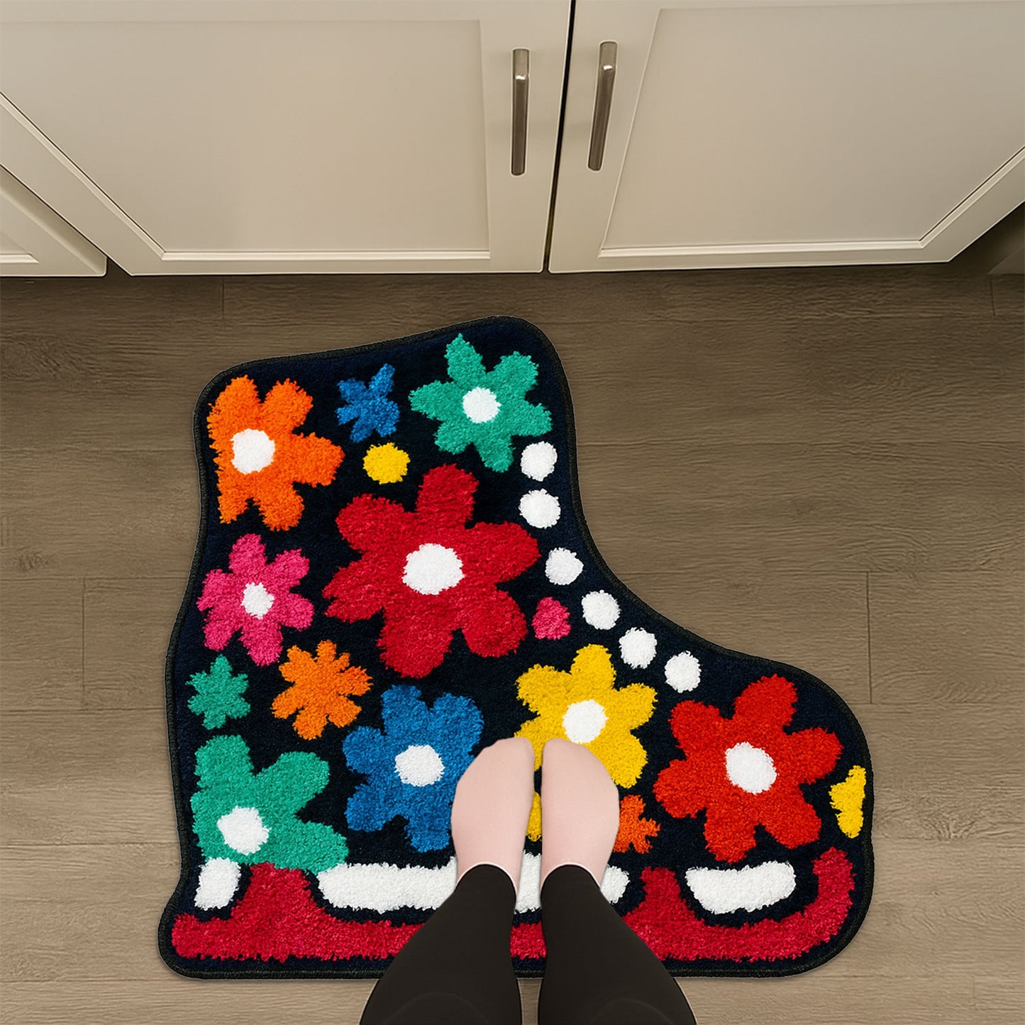JoySwallow Irregular Ice Skates Tufted Bathmat, Ice Skates Bathroom Rug, Ice Skates Area Rug, Ice Skates Bedroom Rugs
