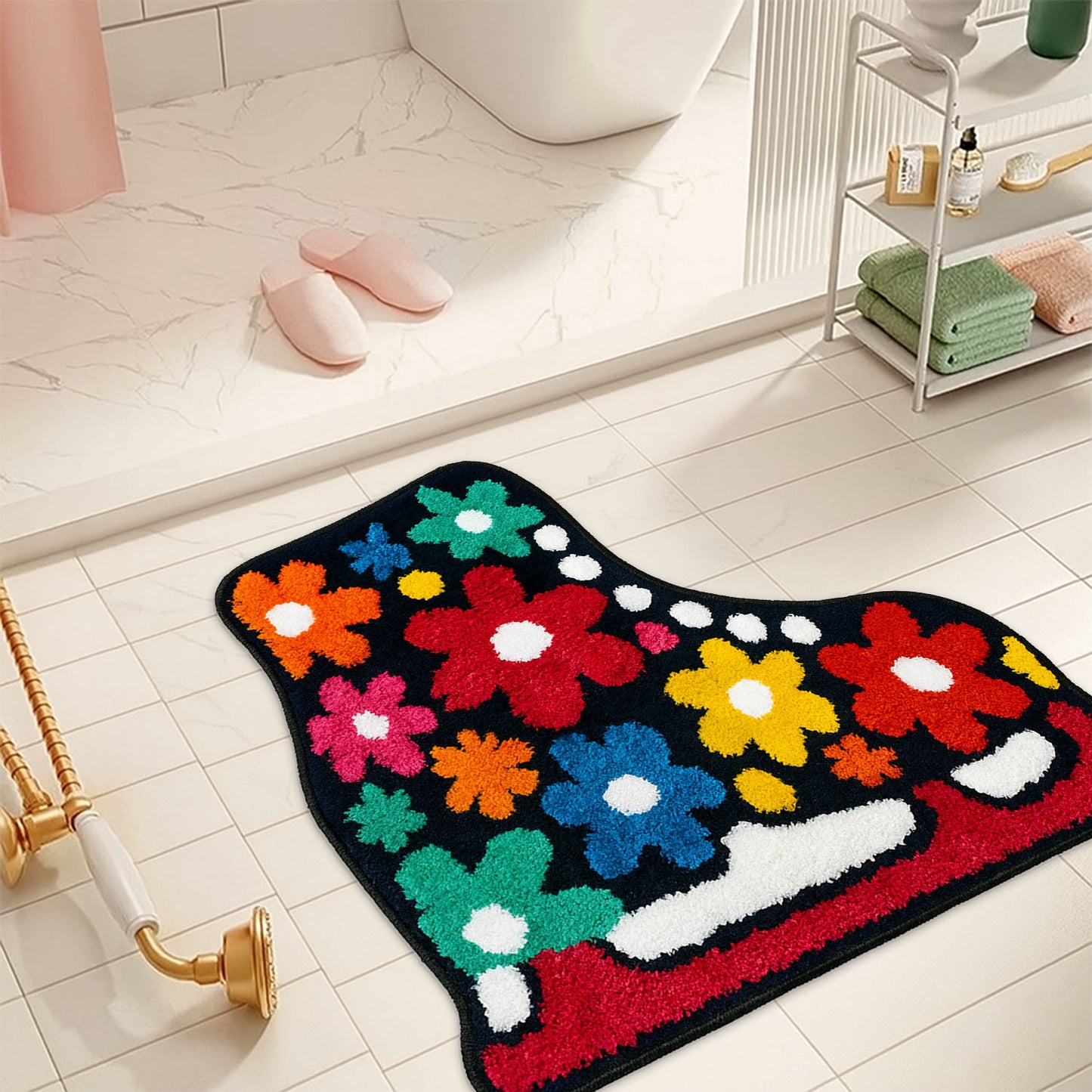 JoySwallow Irregular Ice Skates Tufted Bathmat, Ice Skates Bathroom Rug, Ice Skates Area Rug, Ice Skates Bedroom Rugs