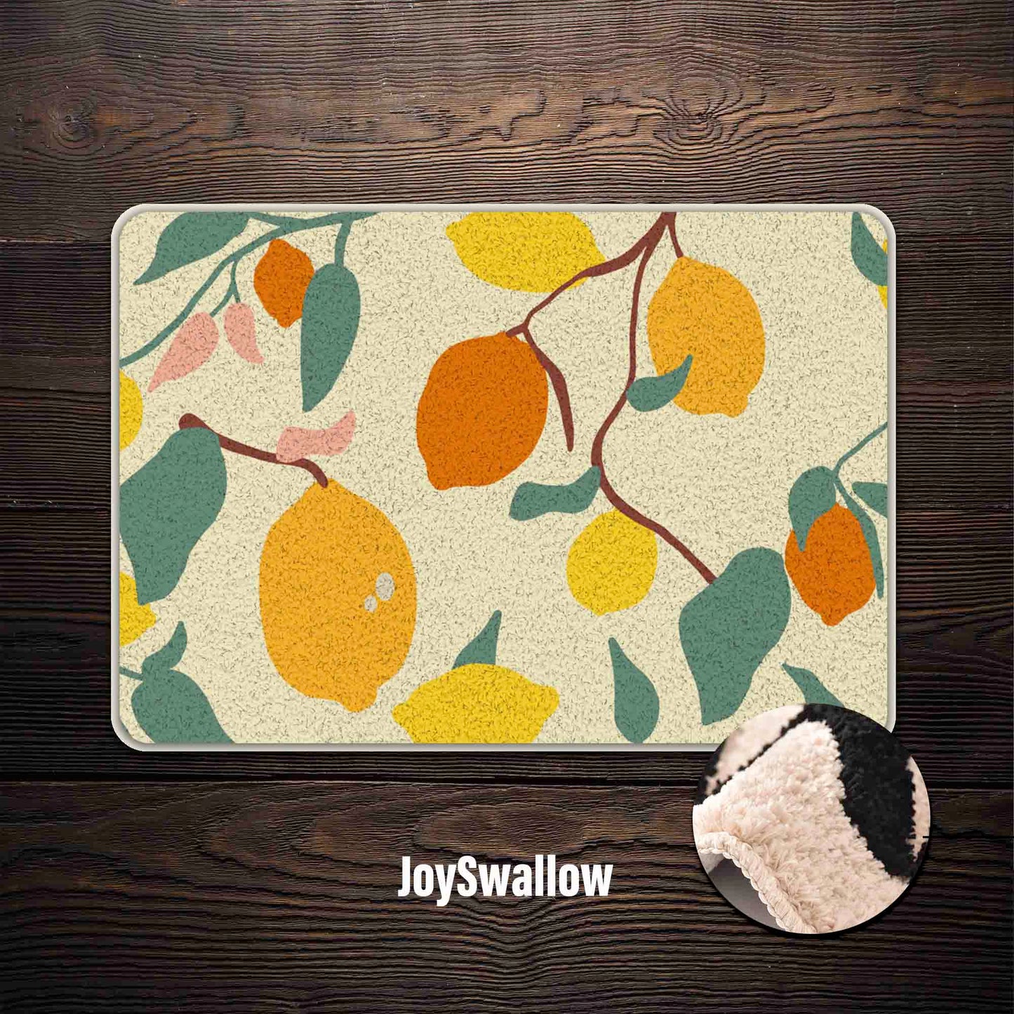 JoySwallow Lemon Tree Tufted Bathmat, Floral Bathroom Rug, Flower Area Rug, Floral Bedroom Rugs