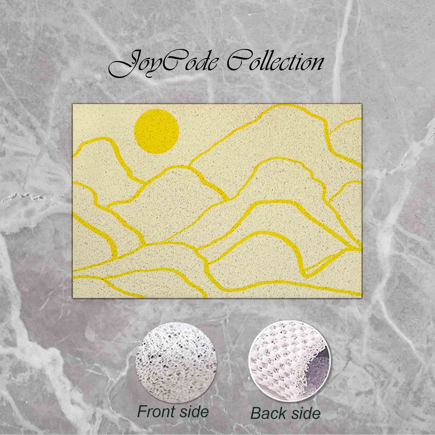 JoySwallow Personalized Bathtub Mat, Mountain and Sun Bathtub Mat, Line Art PVC Coil Shower Mat, Geometrical Anti Skid PVC Coil Bathmat, Permeable Bathmat, Drainable Rug