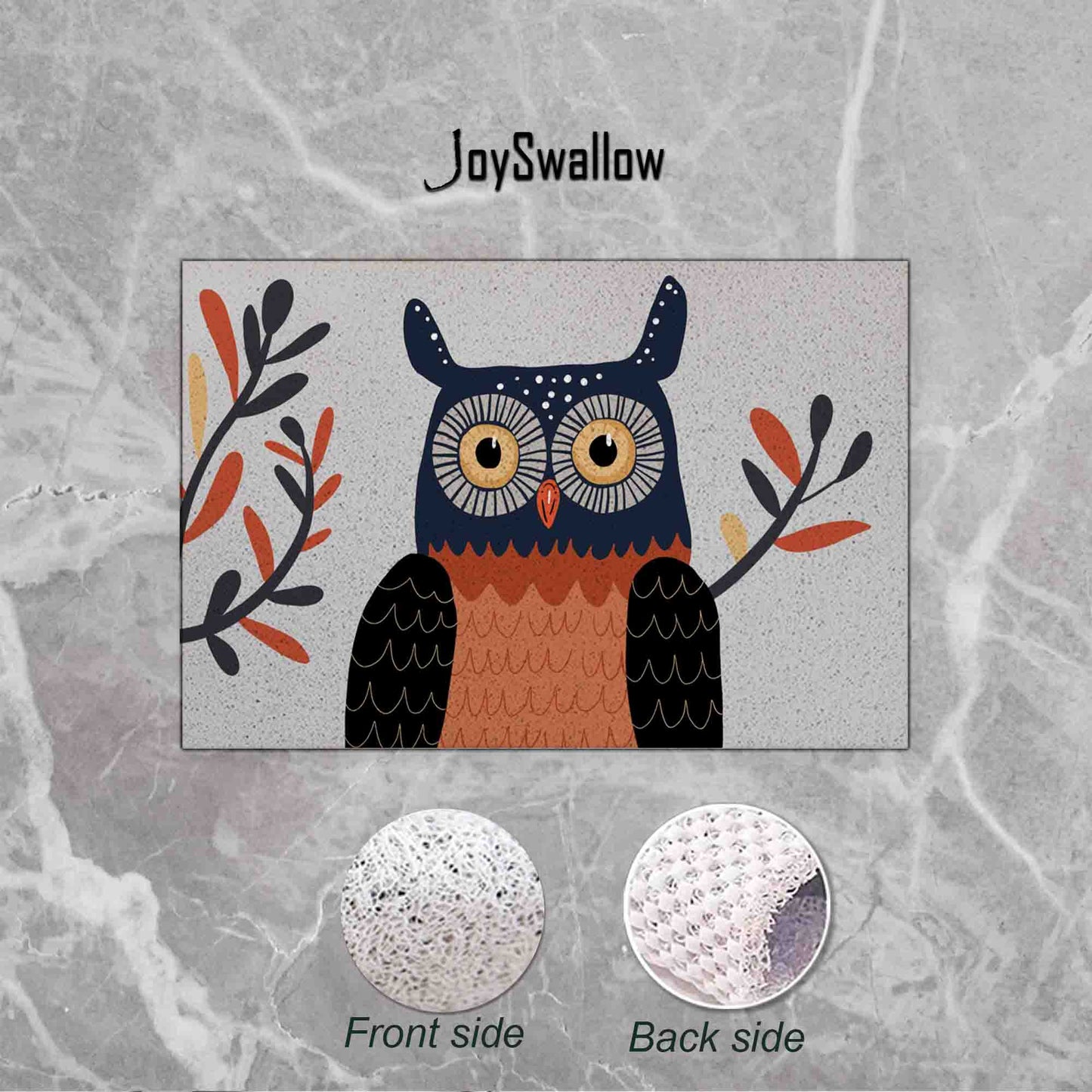 JoySwallow Personalized Bathtub Mat, Cute Owl Bathtub Mat, Animal Art PVC Coil Shower Mat, Anti Skid PVC Coil Bathmat, Bird Permeable Bathmat, Floral Drainable Rug