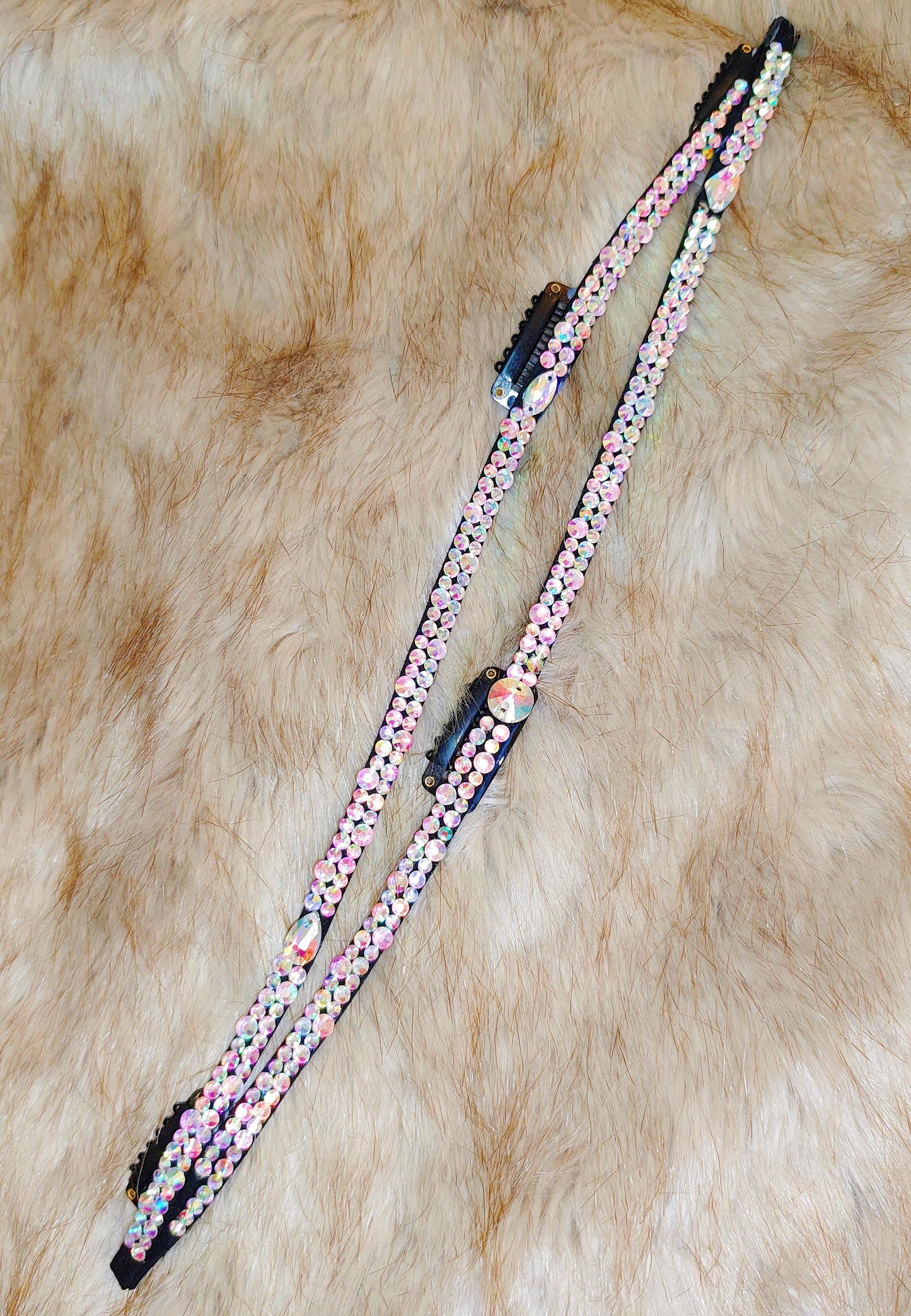 Competition Double-Row Crystal Figure Skating Hairpiece, Handcrafted Performance Accessory