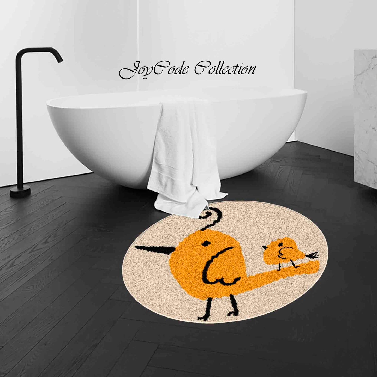 JoySwallow Round Two Cute BirdsTufted Bathmat, Lovely Animal Bathroom Rug, Area Rug, Bedroom Rugs, Rug Gift