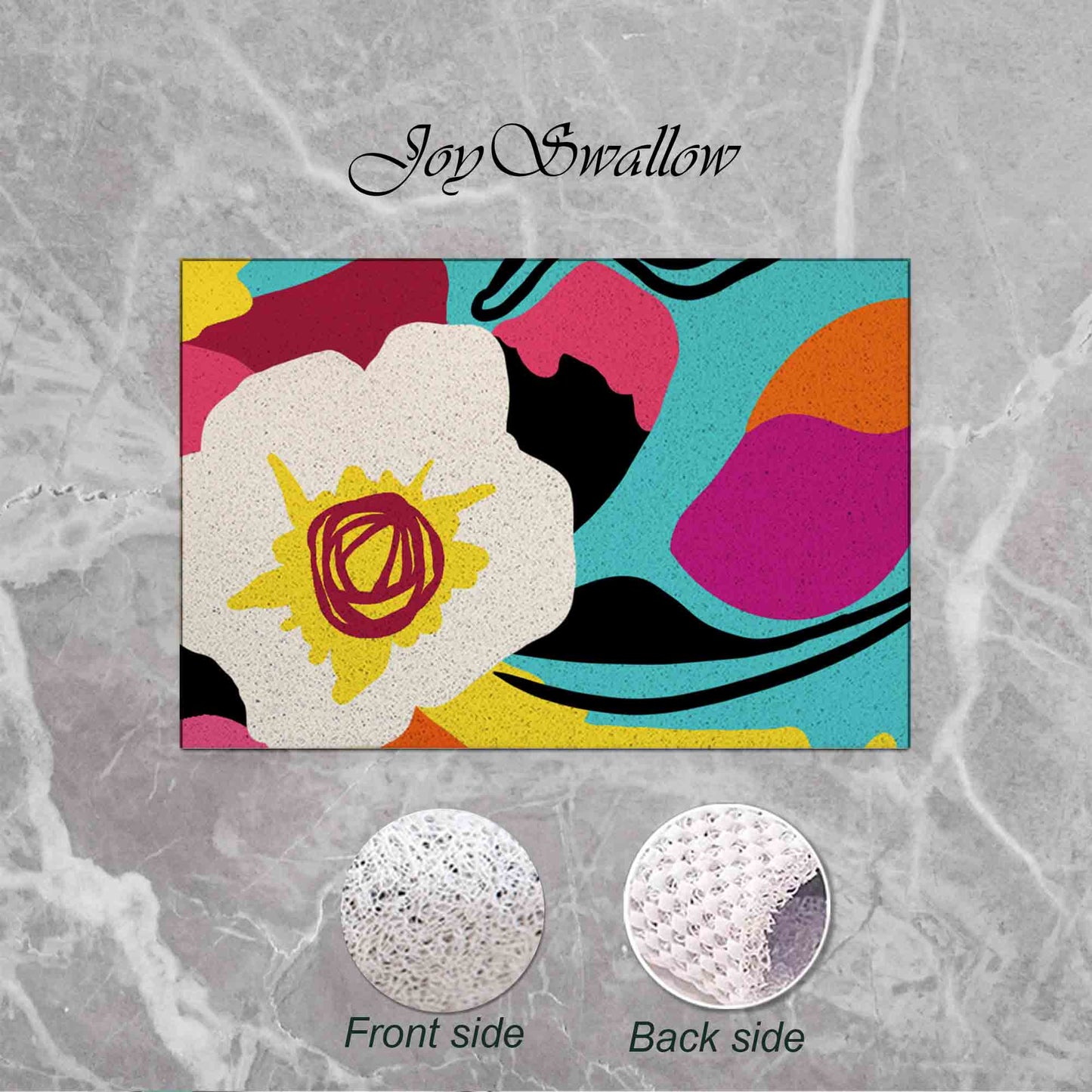 JoySwallow Personalized Bathtub Mat, White Peony Garden Bath Tub Mat, PVC Coil Permeable Bath Mat, Floral Drainable Bath Rug, Anti Skid Bathmat