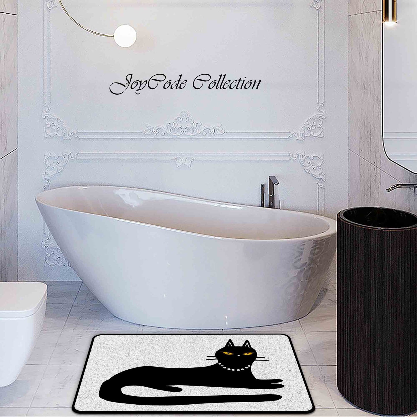 JoySwallow A Noble Black Cat Tufted Bathmat, Animal Bathroom Rug, Cat Area Rug, Kitty Bedroom Rugs