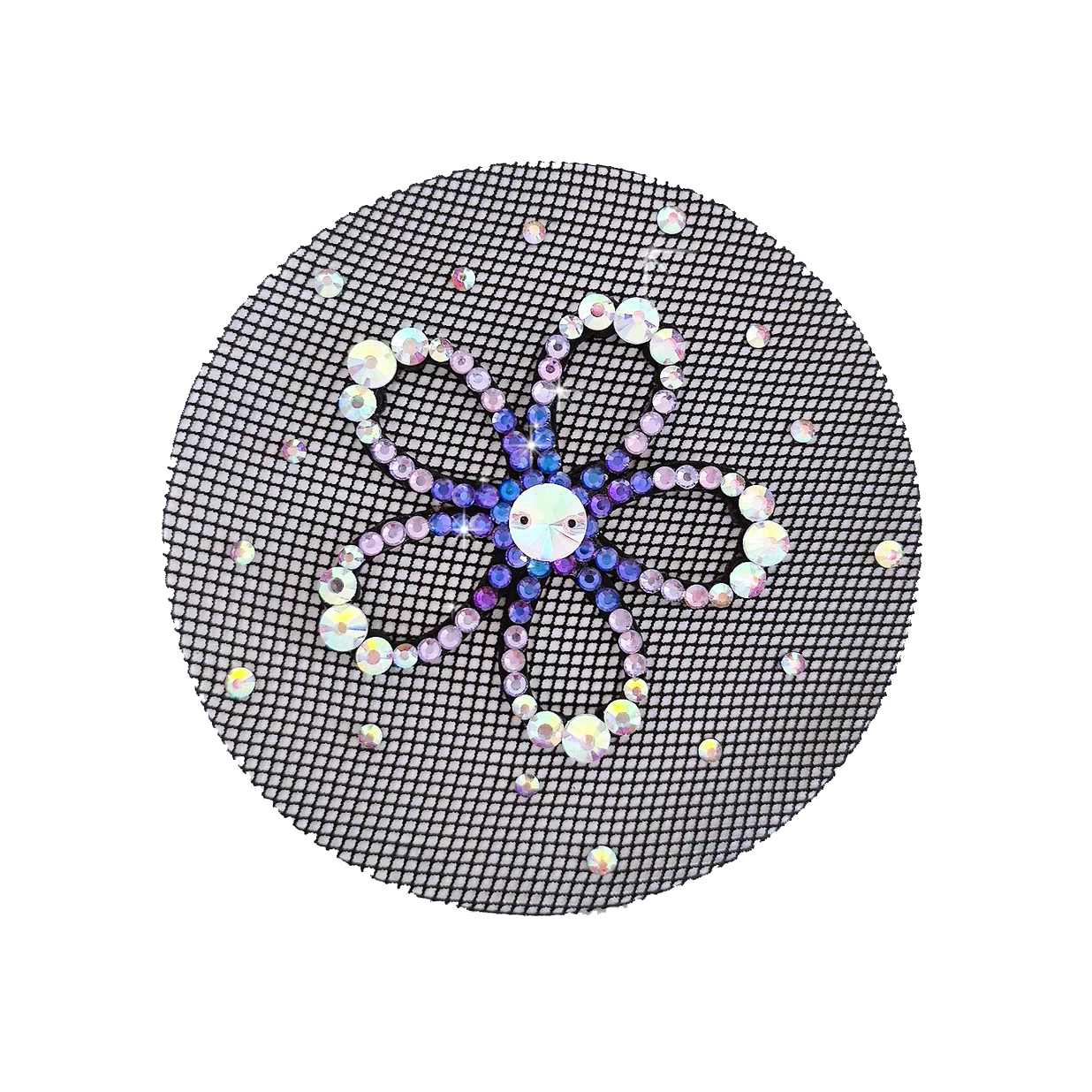 Flower Crystal Figure Skating Bun Cover Black Mesh Ruffle Hair Accessory