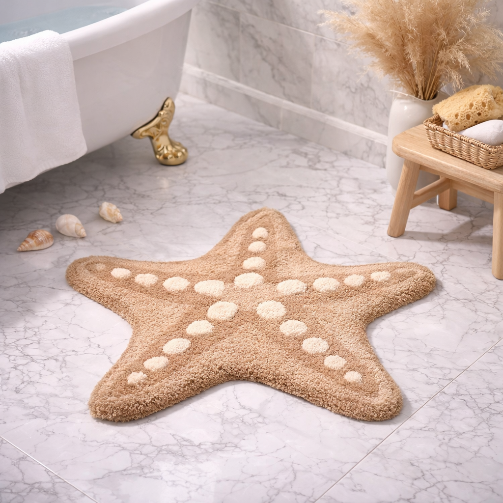 Joyswallow Starfish & Seashell Bath Mat Set