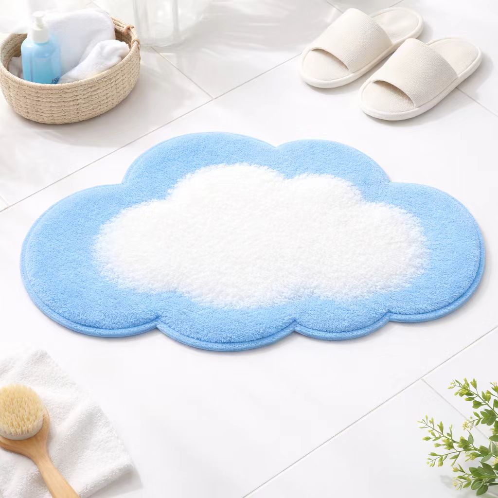 Joyswallow Soft Cloud-Shaped Plush Bath Mat – Cozy & Cute Bathroom Decor